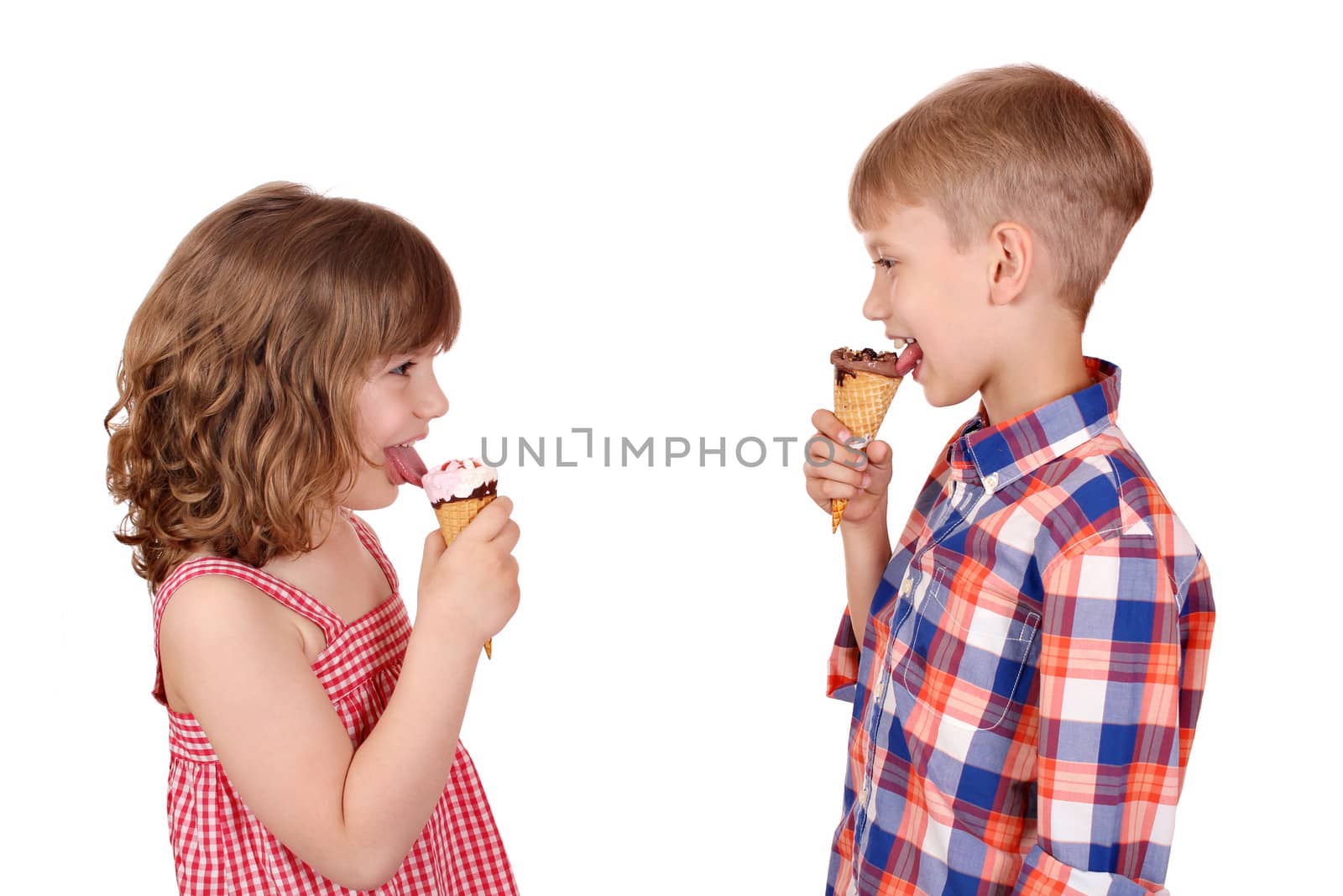 happy children eating ice cream
