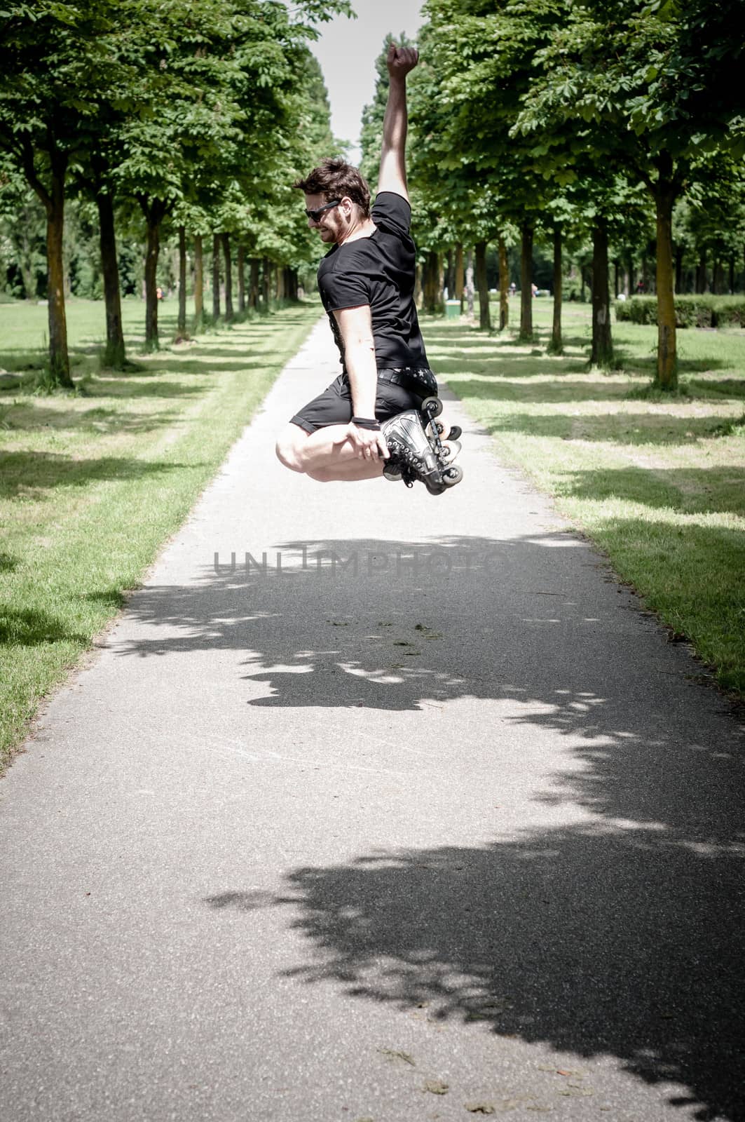 stylish man in the park in a sunny day