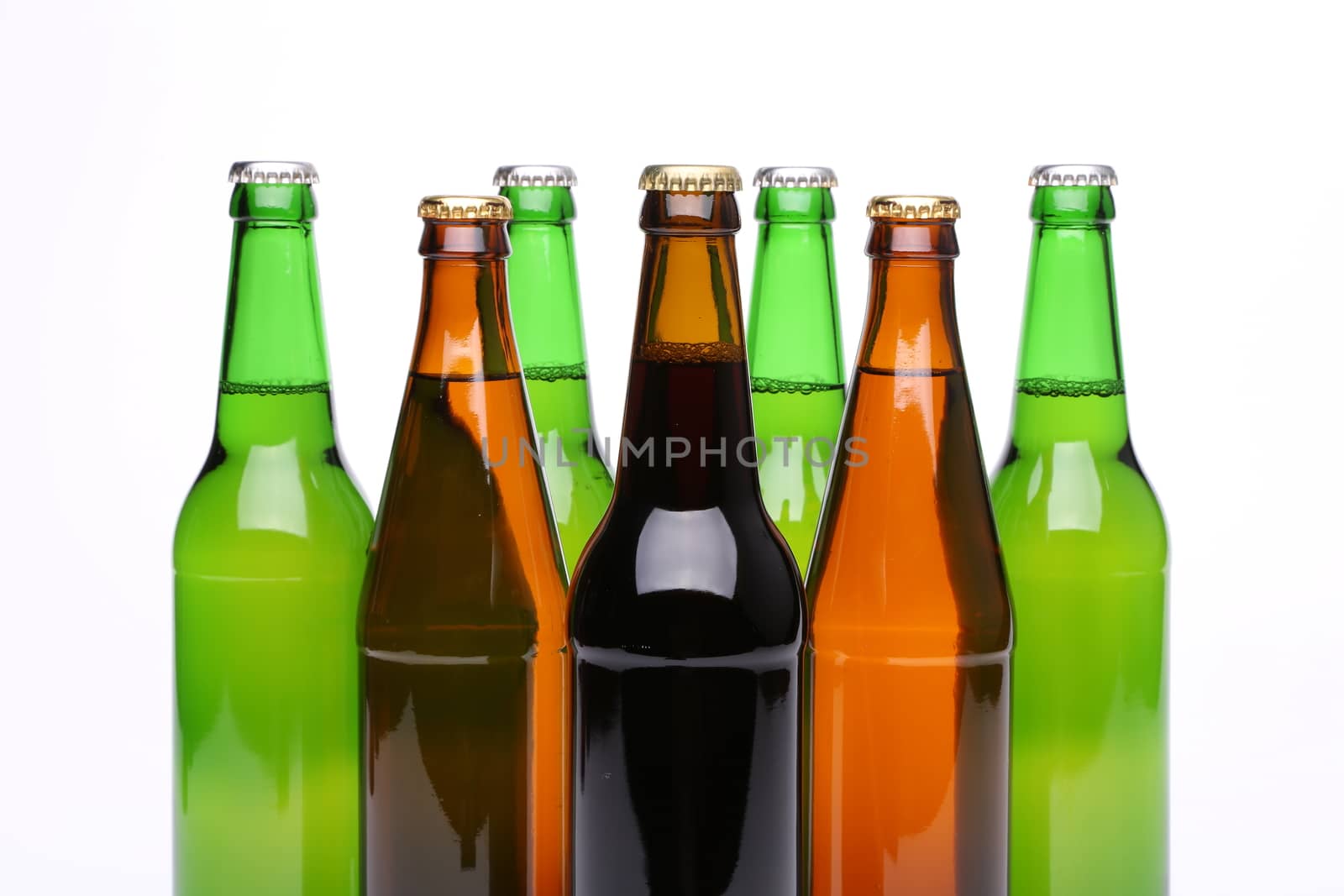 Closed bottles of beer isolated on a white background by indigolotos