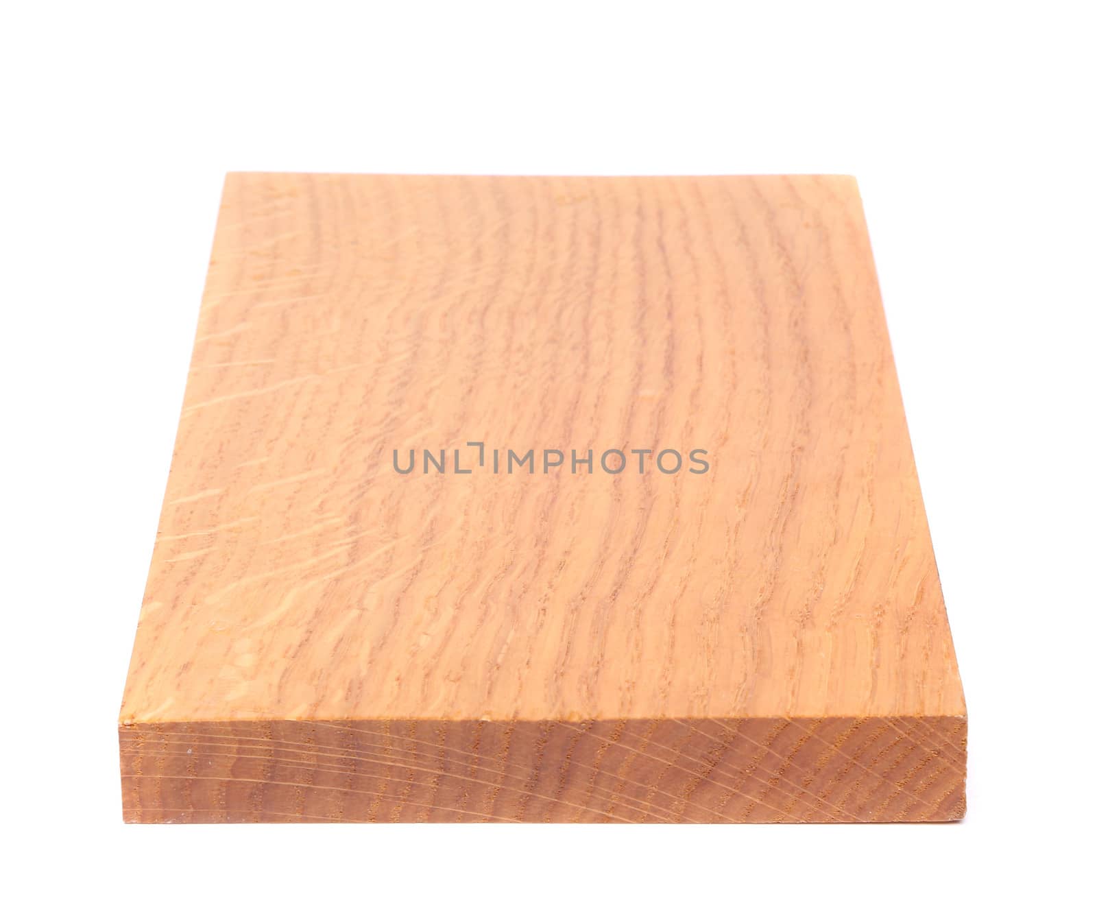 A wooden plank close-up is located on the white background