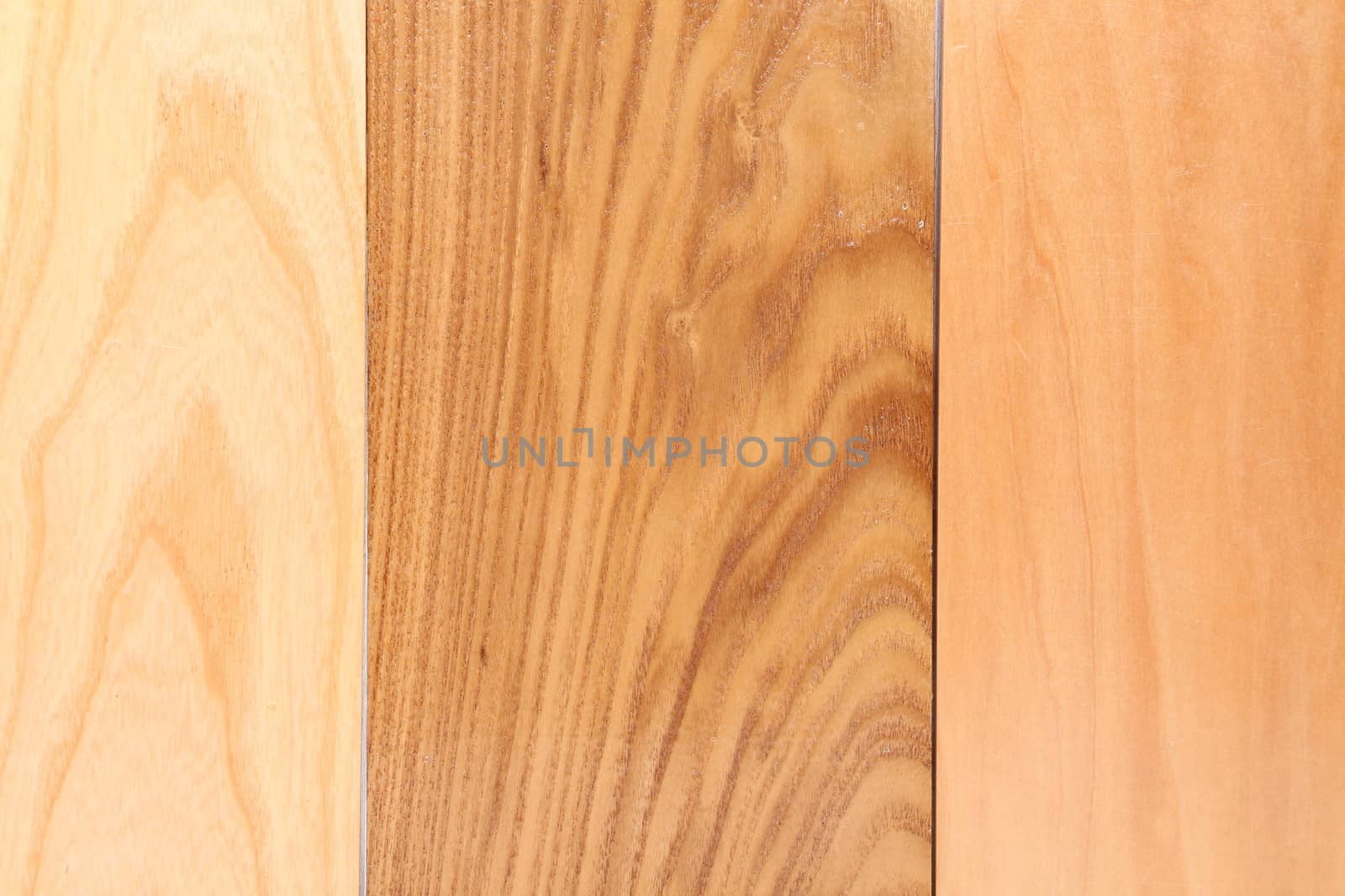 Three wooden plank close-up are located on the white background