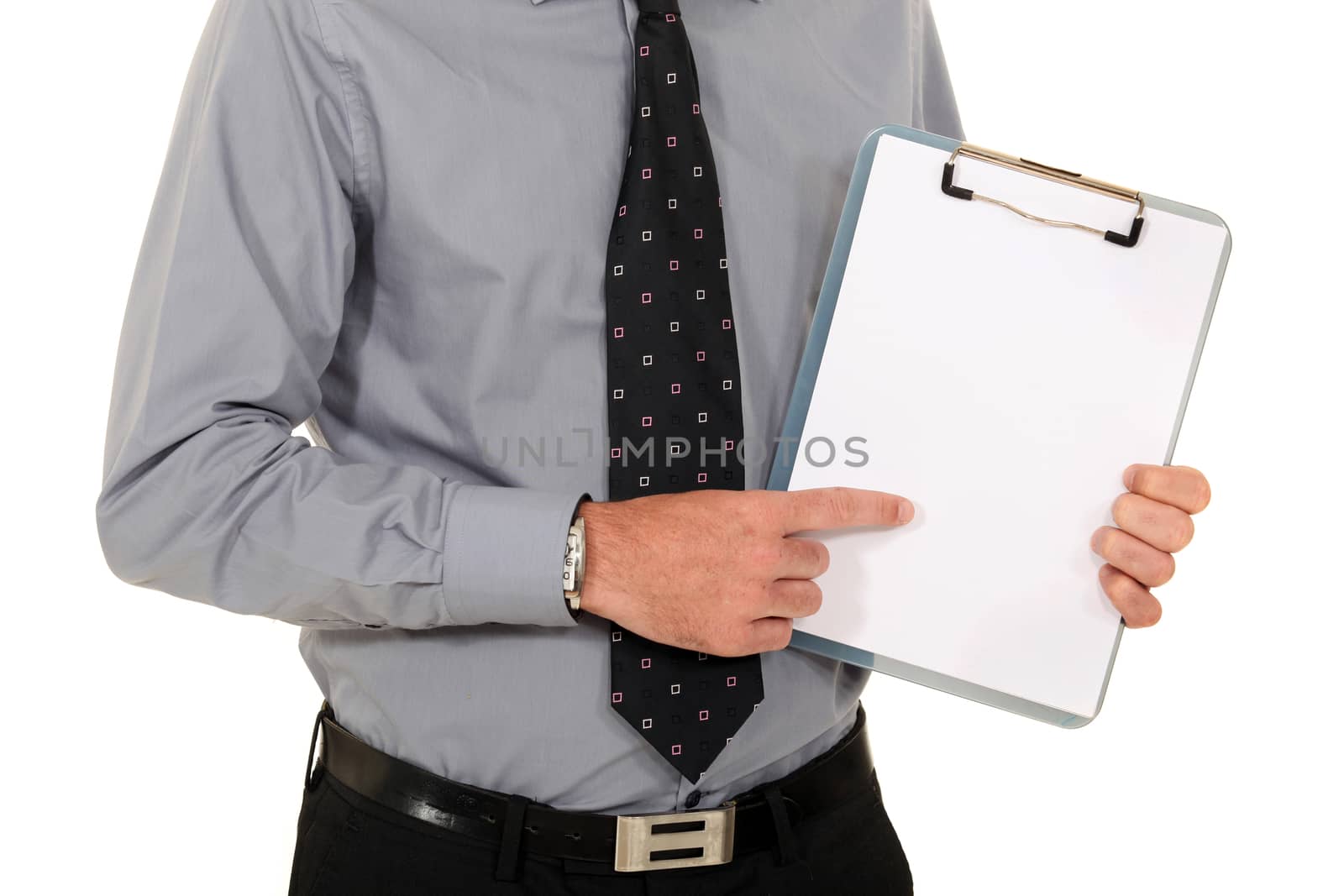 Man pointing at clip-board by phovoir
