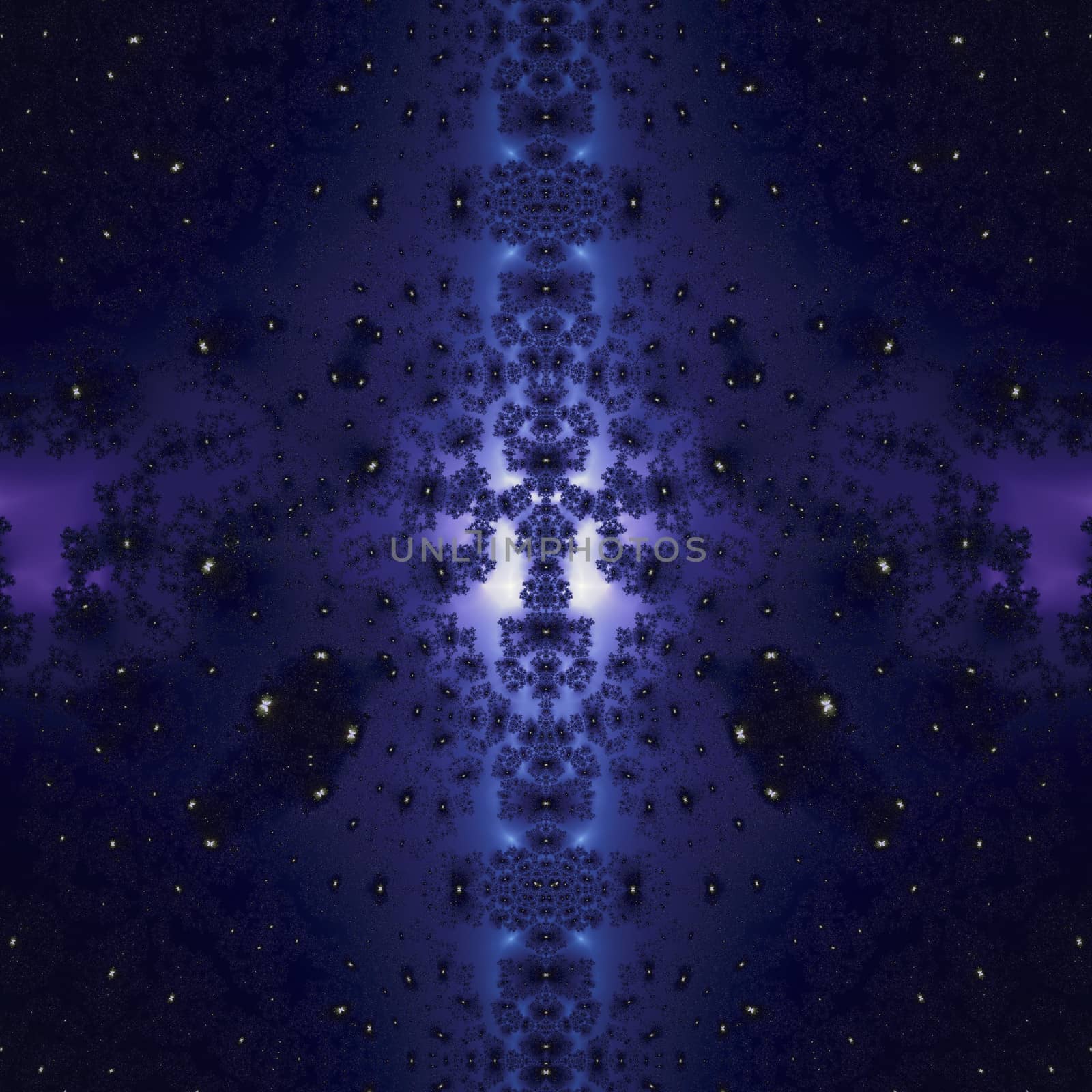 Elegant fractal design, abstract psychedelic art, blue star night