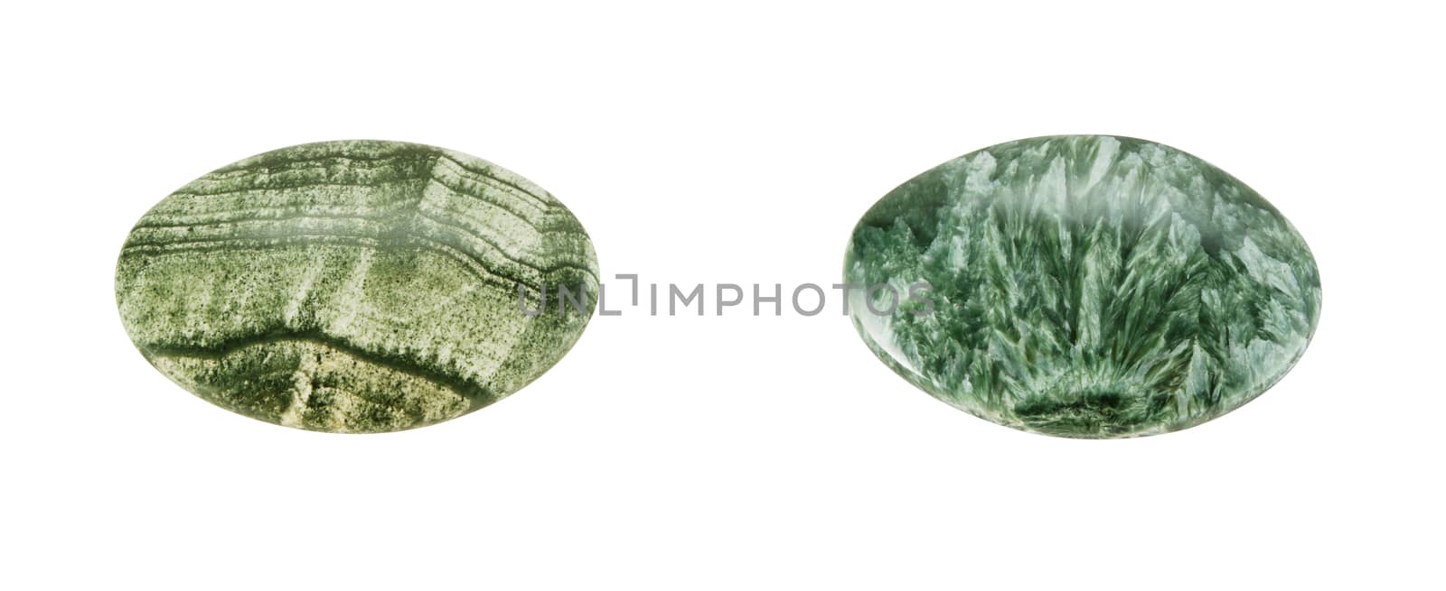 stone plates of skarn and clinochlore on a white background