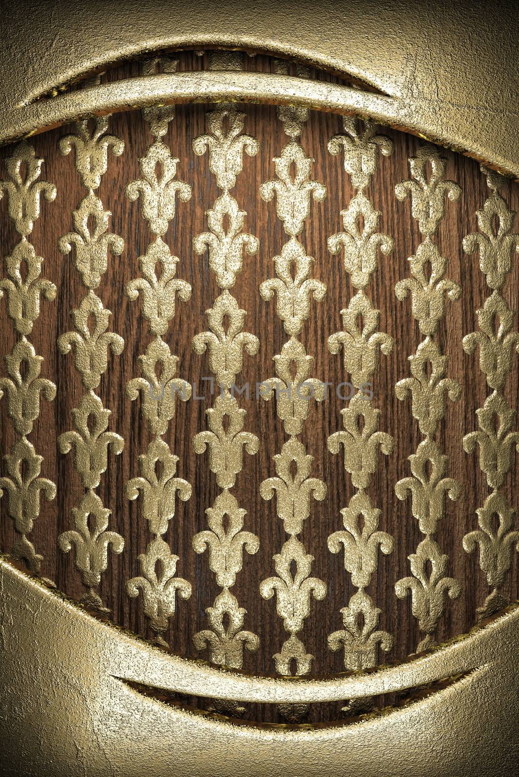 gold on wood background