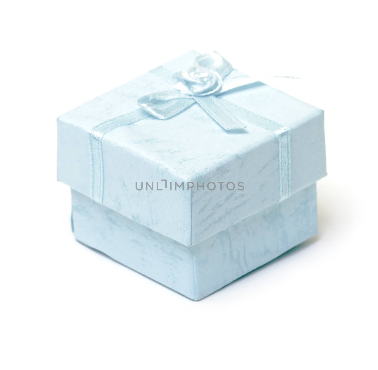 Cyan gift box on white background