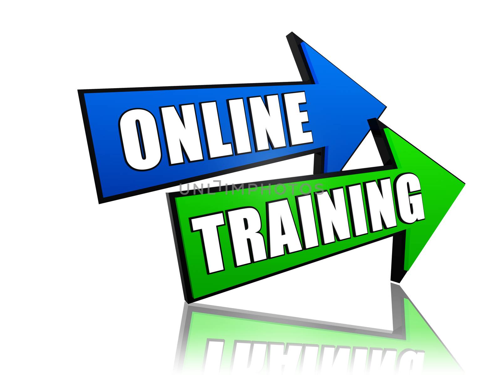 online training - text in 3d arrows, education concept words