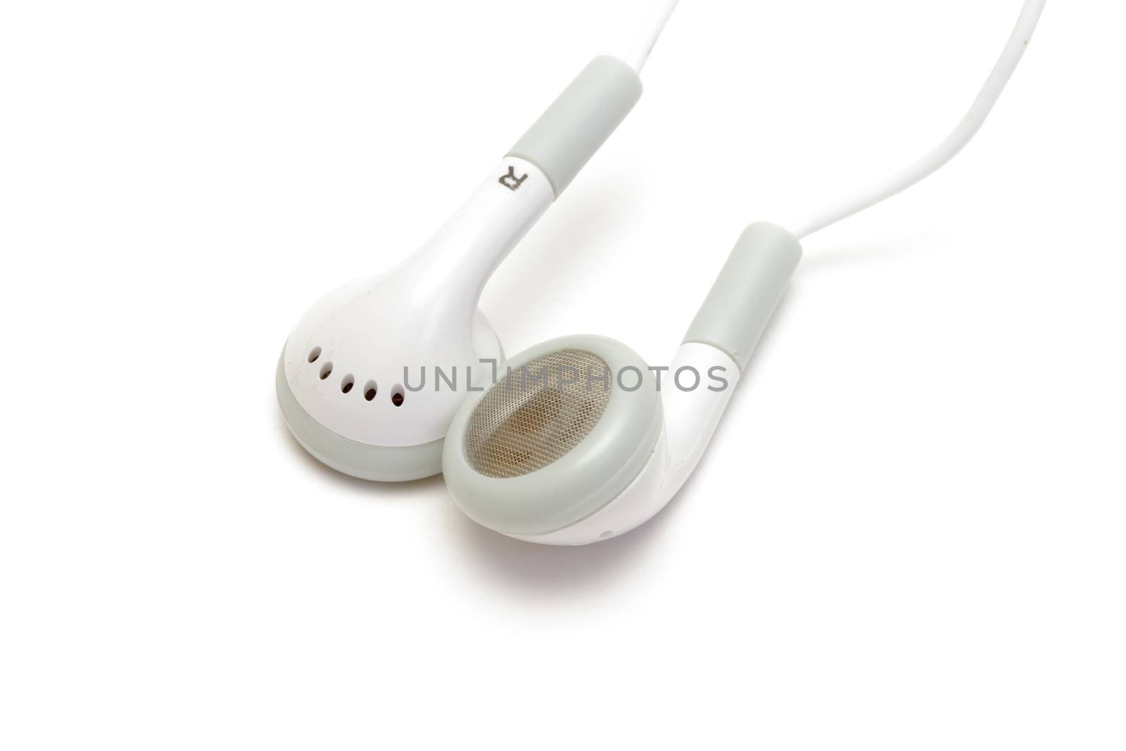 White earphones isolated on white