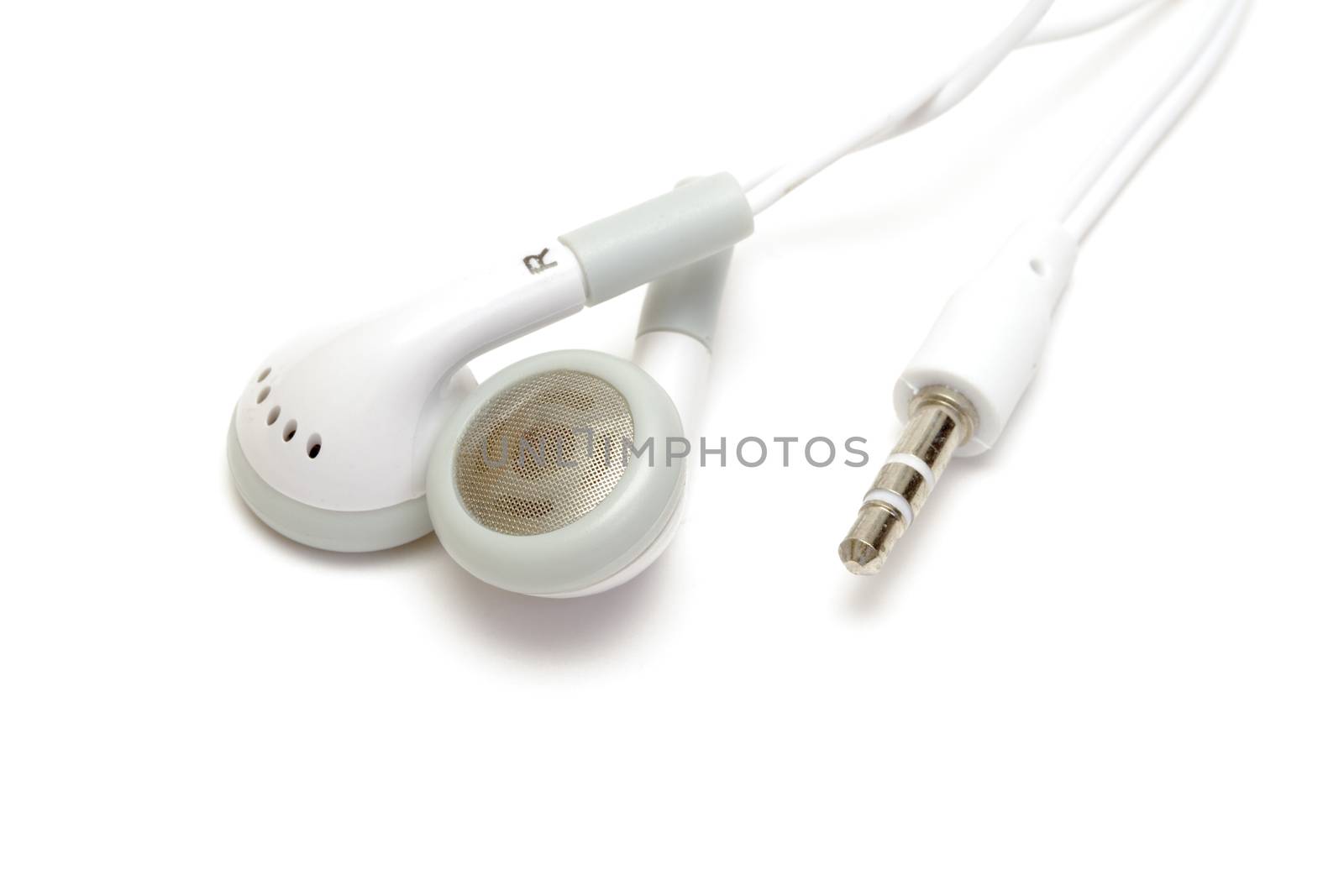 White earphones isolated on white