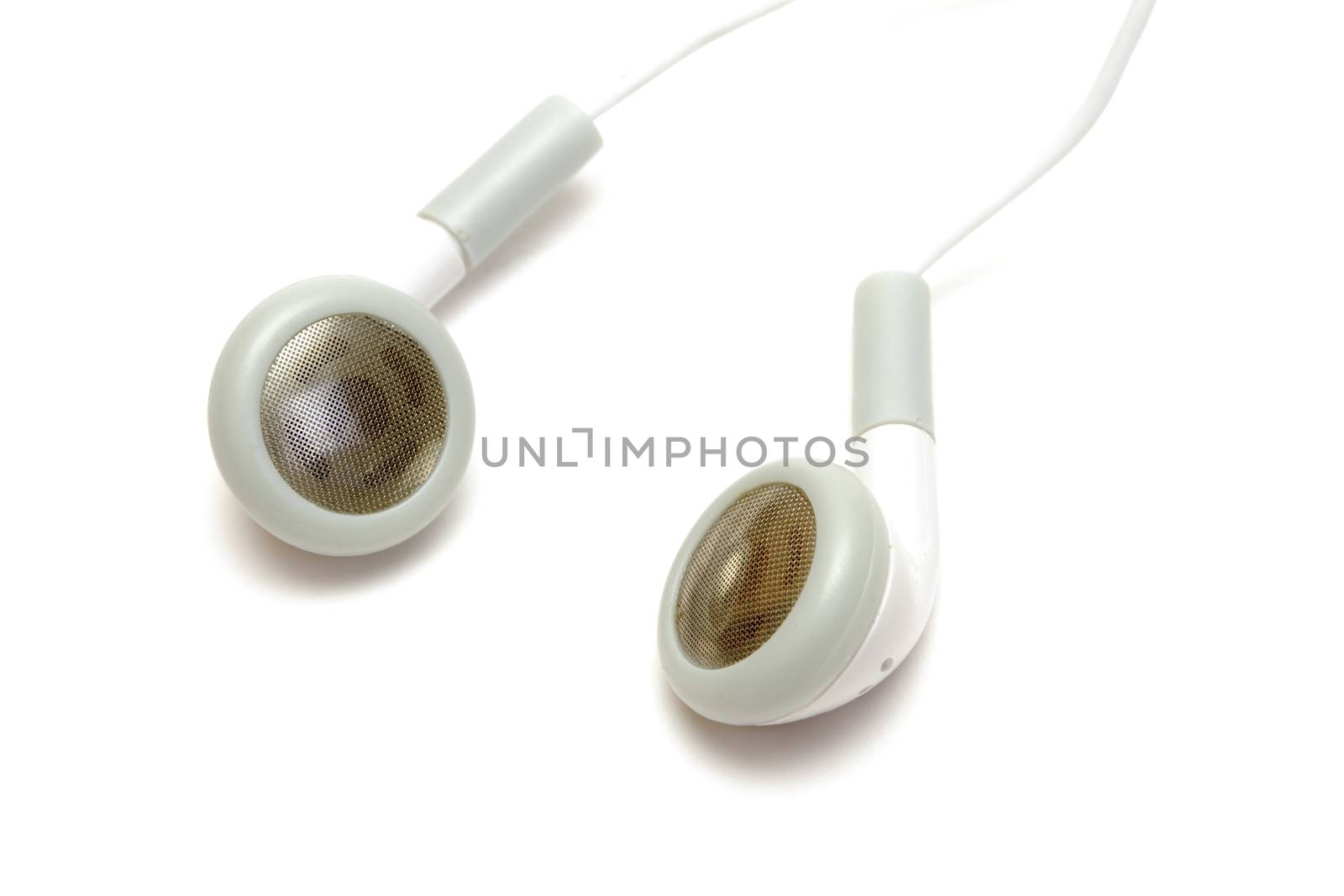 White earphones isolated on white