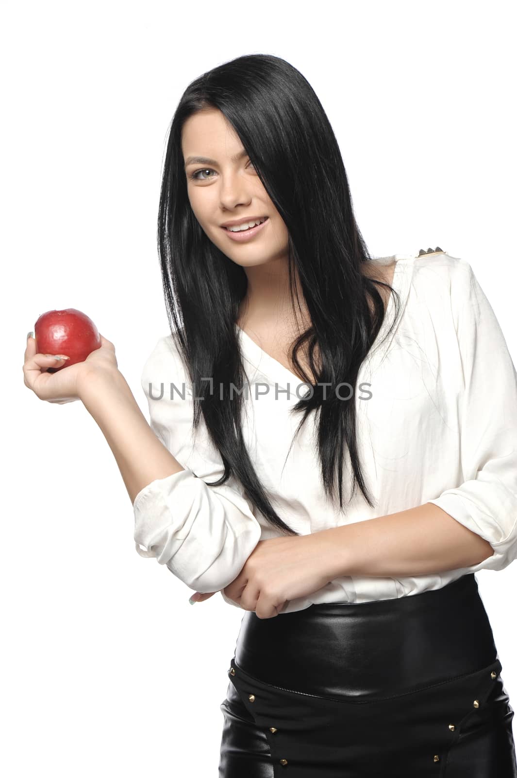 Beautiful young woman over white background  by catalineremia