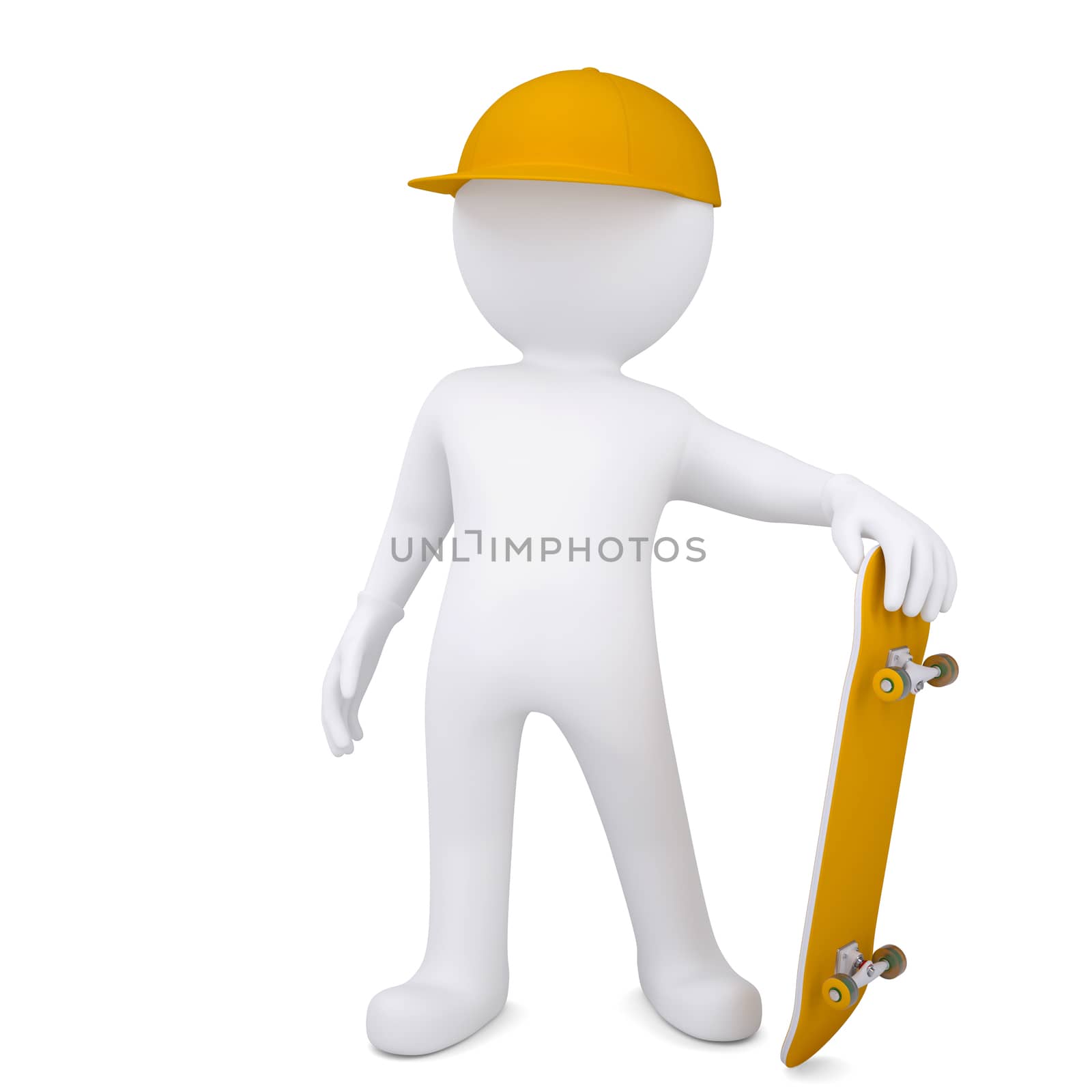 3d white man with a skateboard by cherezoff
