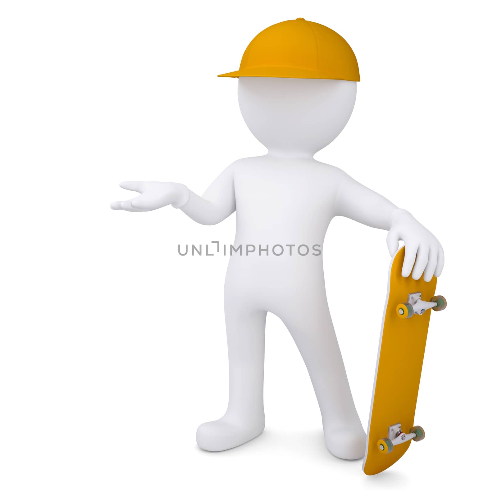 3d white man with a skateboard by cherezoff