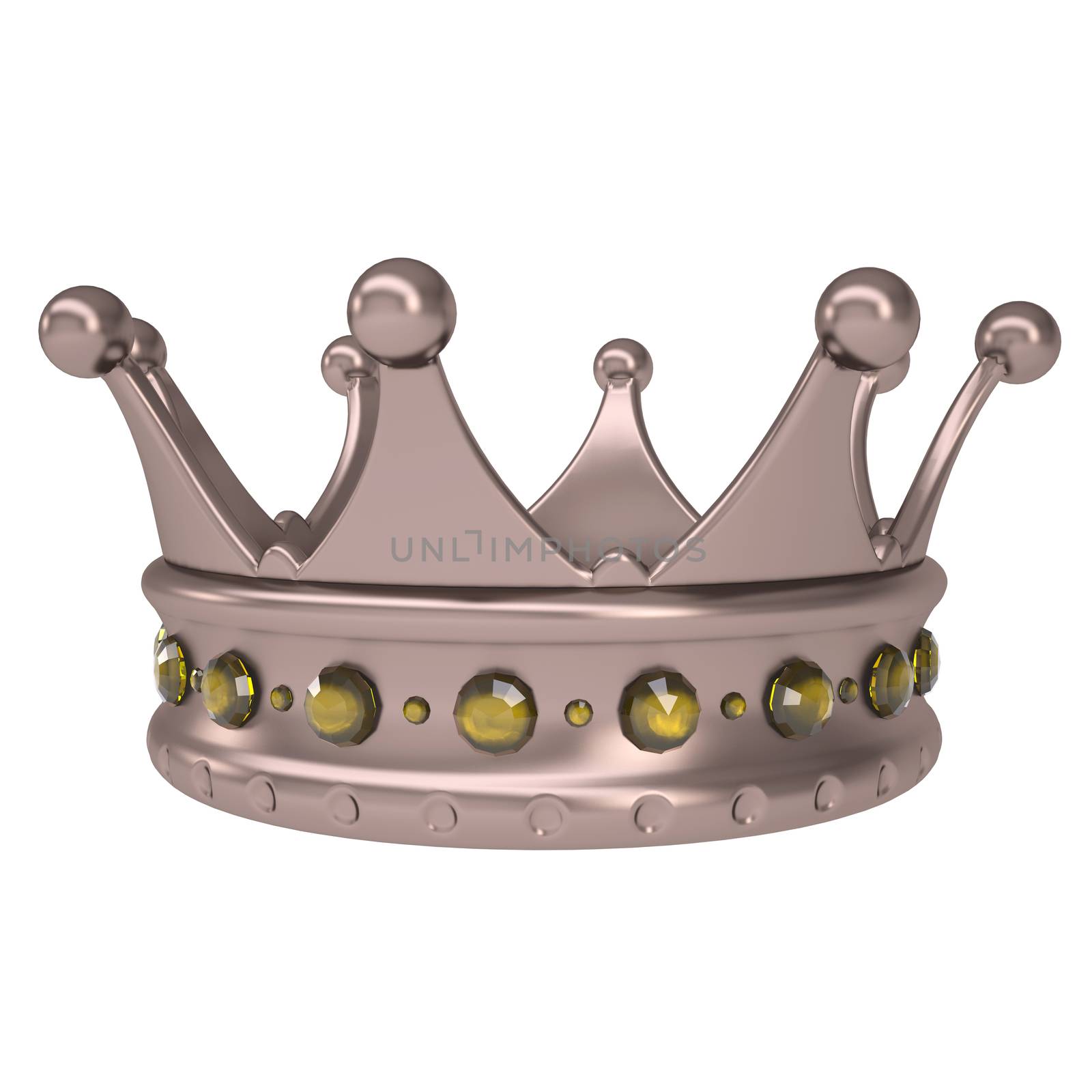 Bronze crown decorated with yellow sapphires. Isolated render on a white background