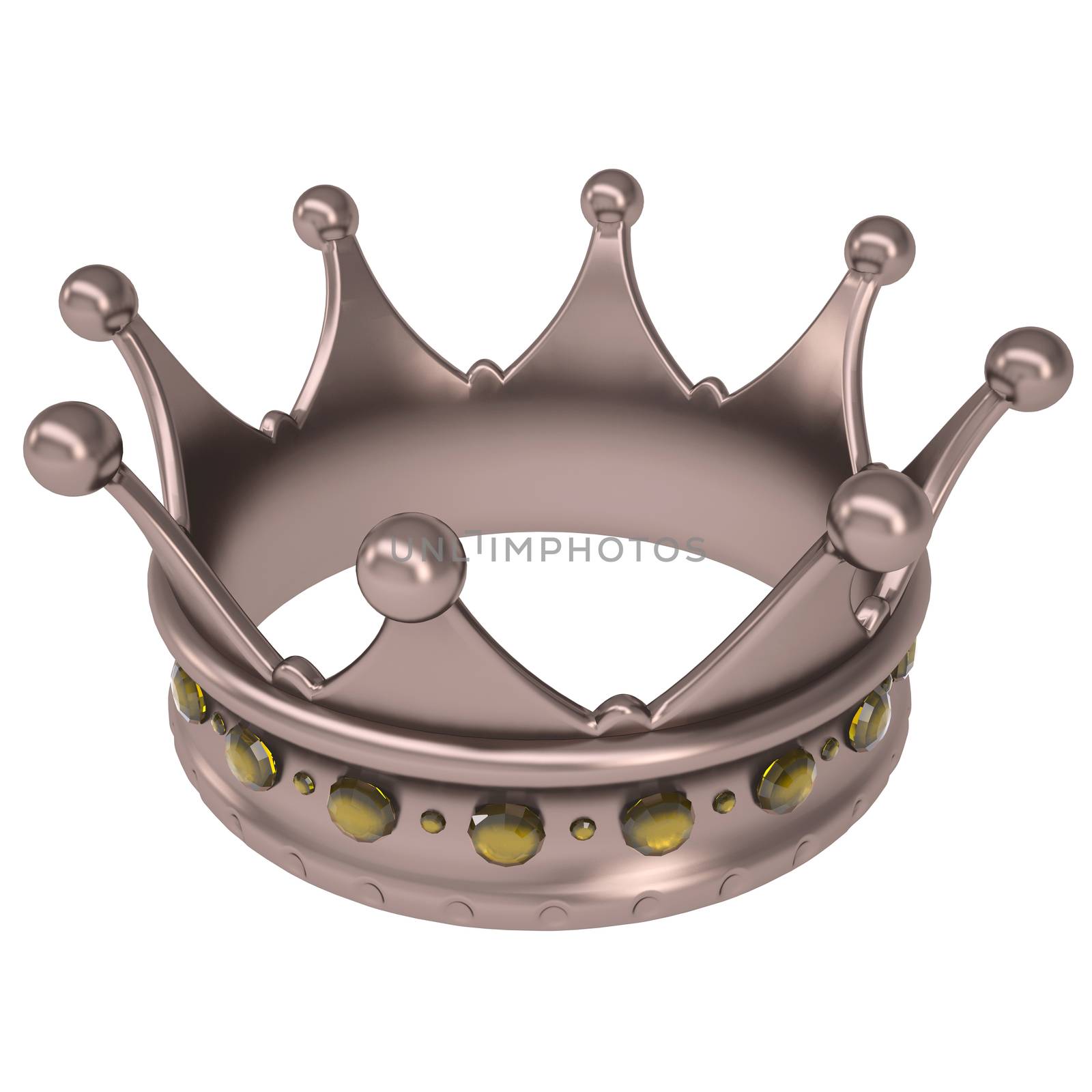 Bronze crown decorated with yellow sapphires. Isolated render on a white background