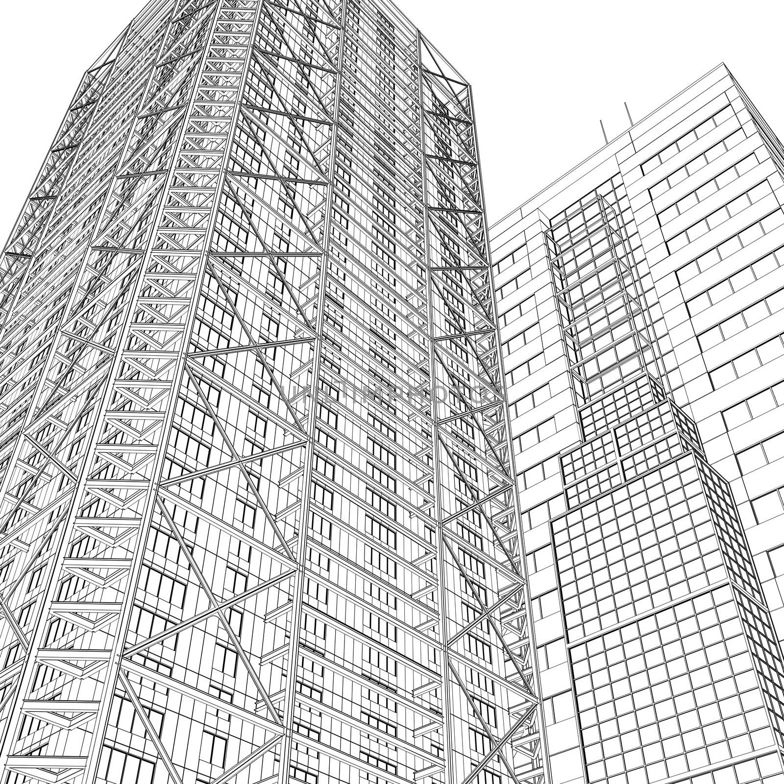 Skyscraper rendering in lines by cherezoff
