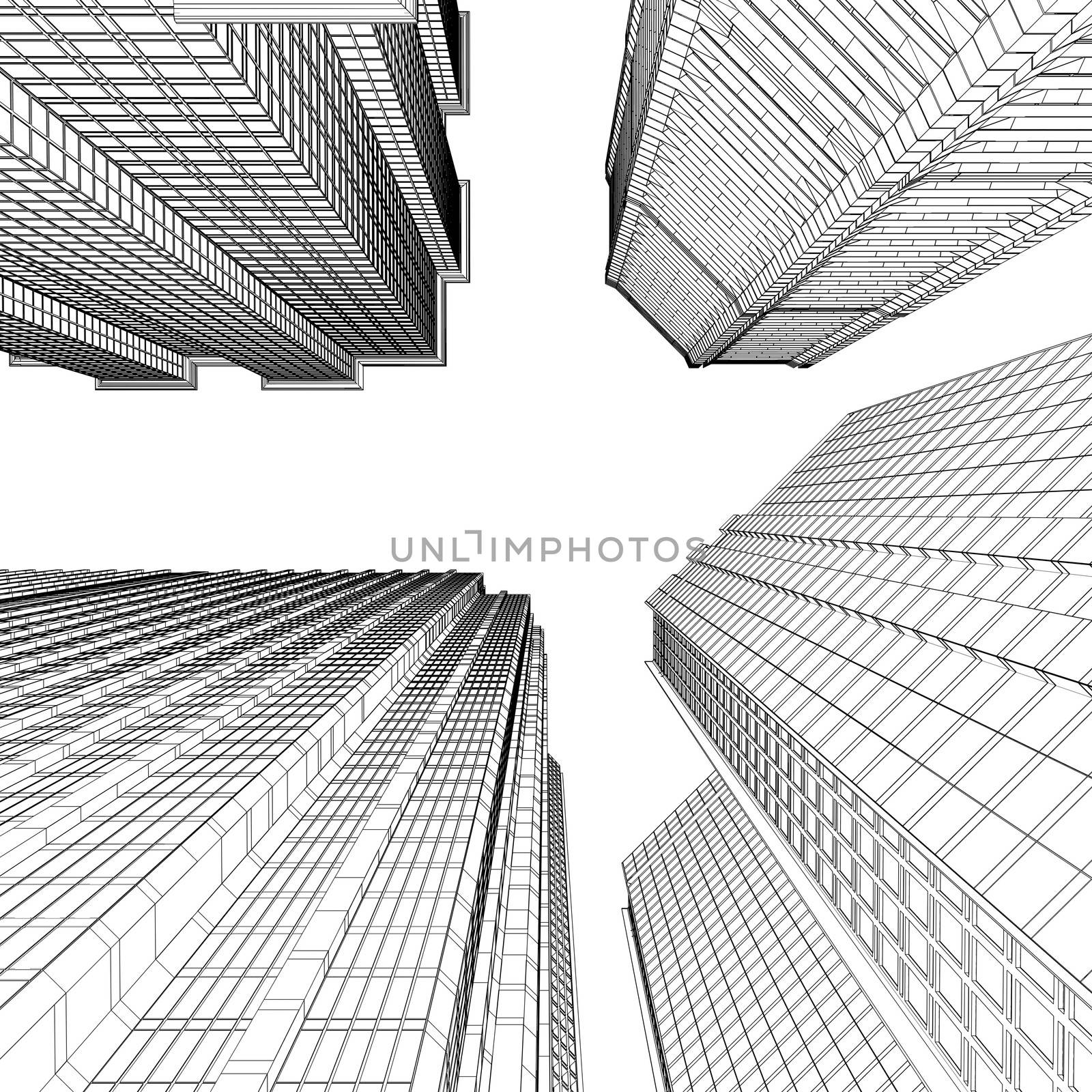 Skyscraper rendering in lines by cherezoff