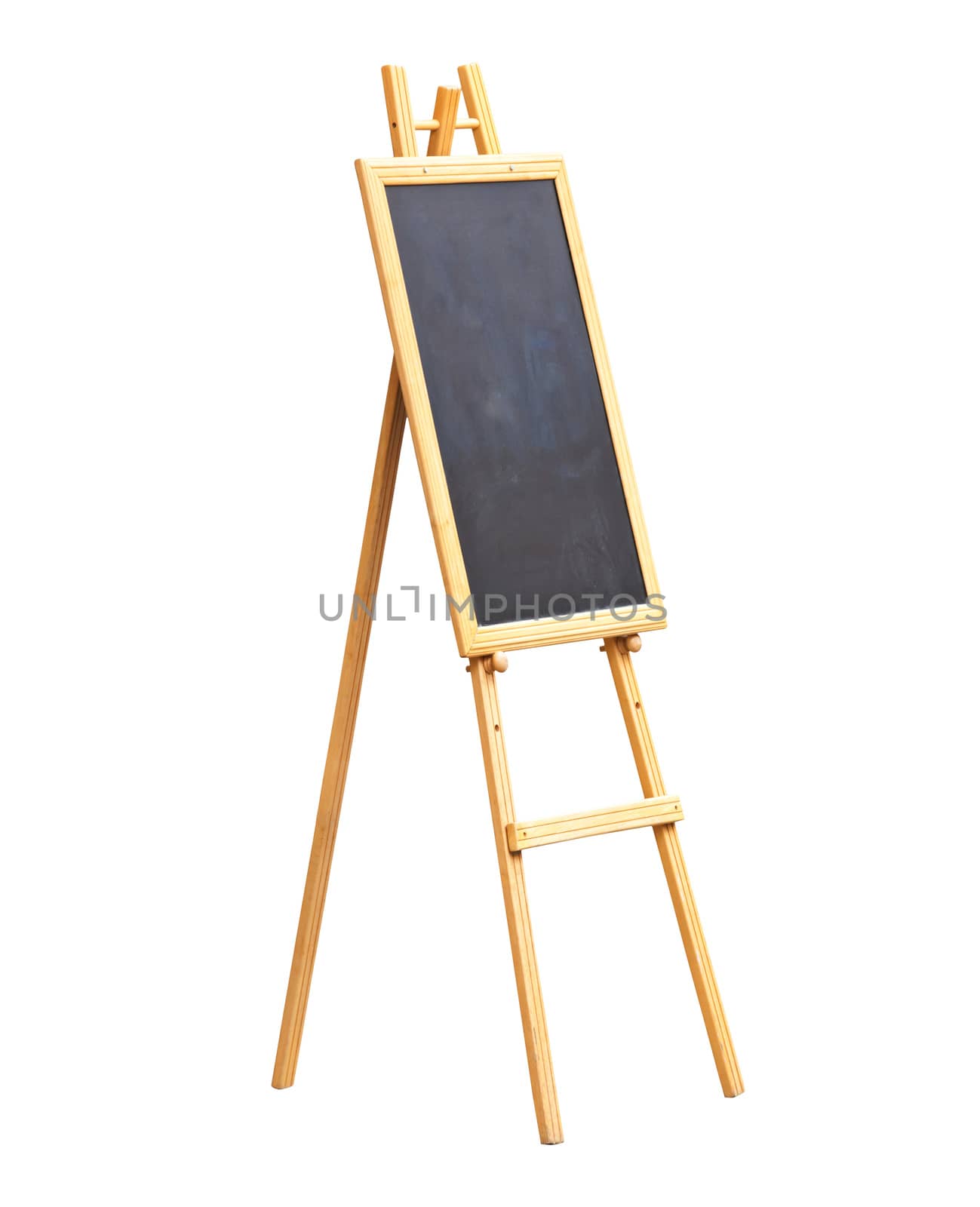 Chalkboard in wooden frame isolated on white background