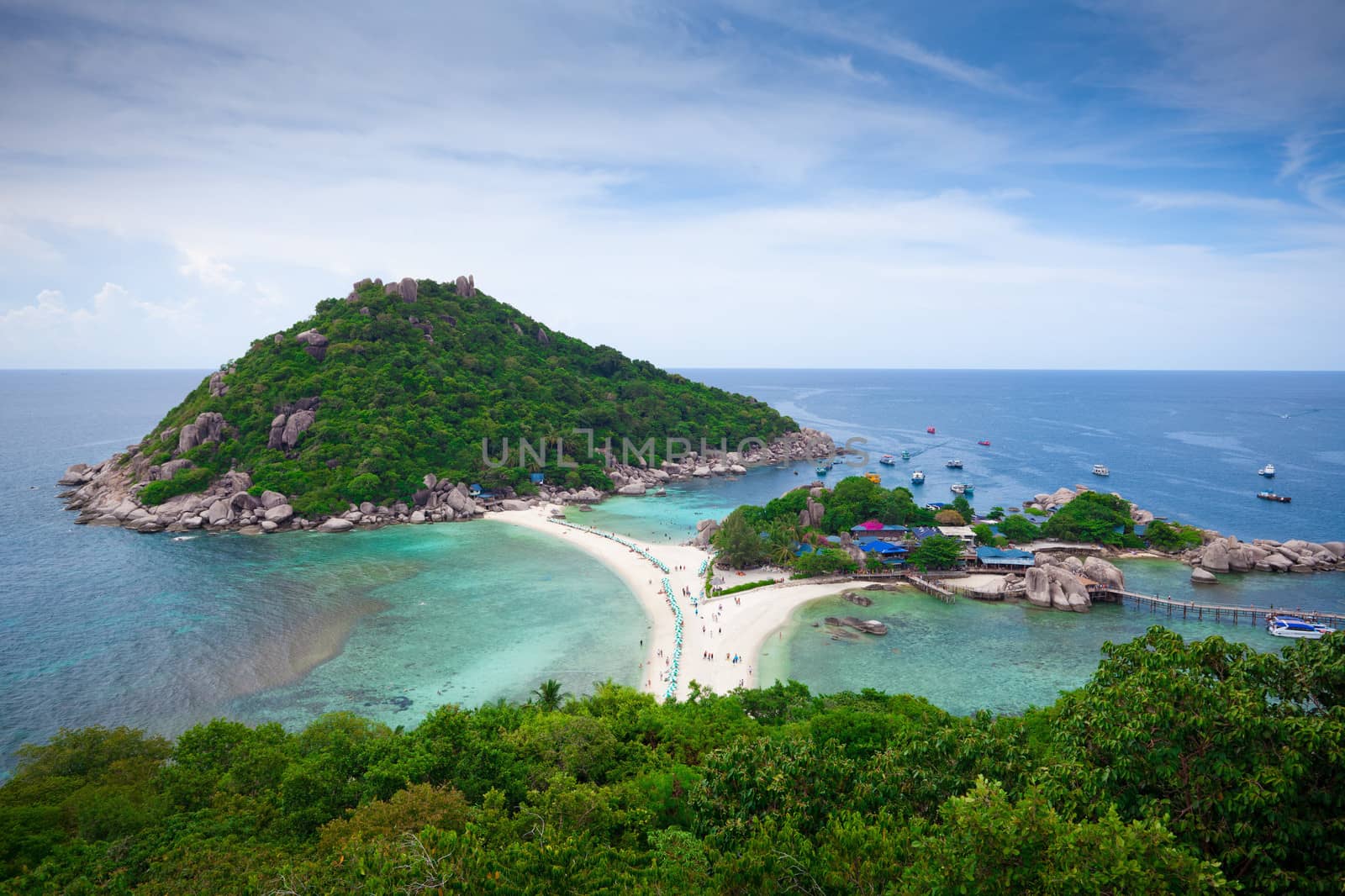top view of tropical beach in Koh Nang Yuan, Thailand