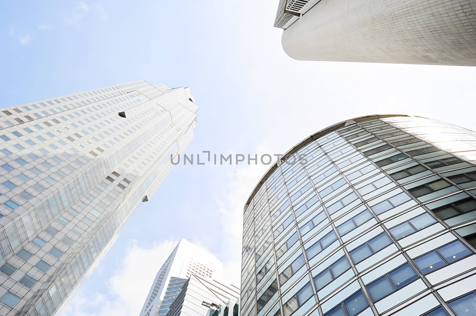 Office buildings in Singapore in the sunshine day