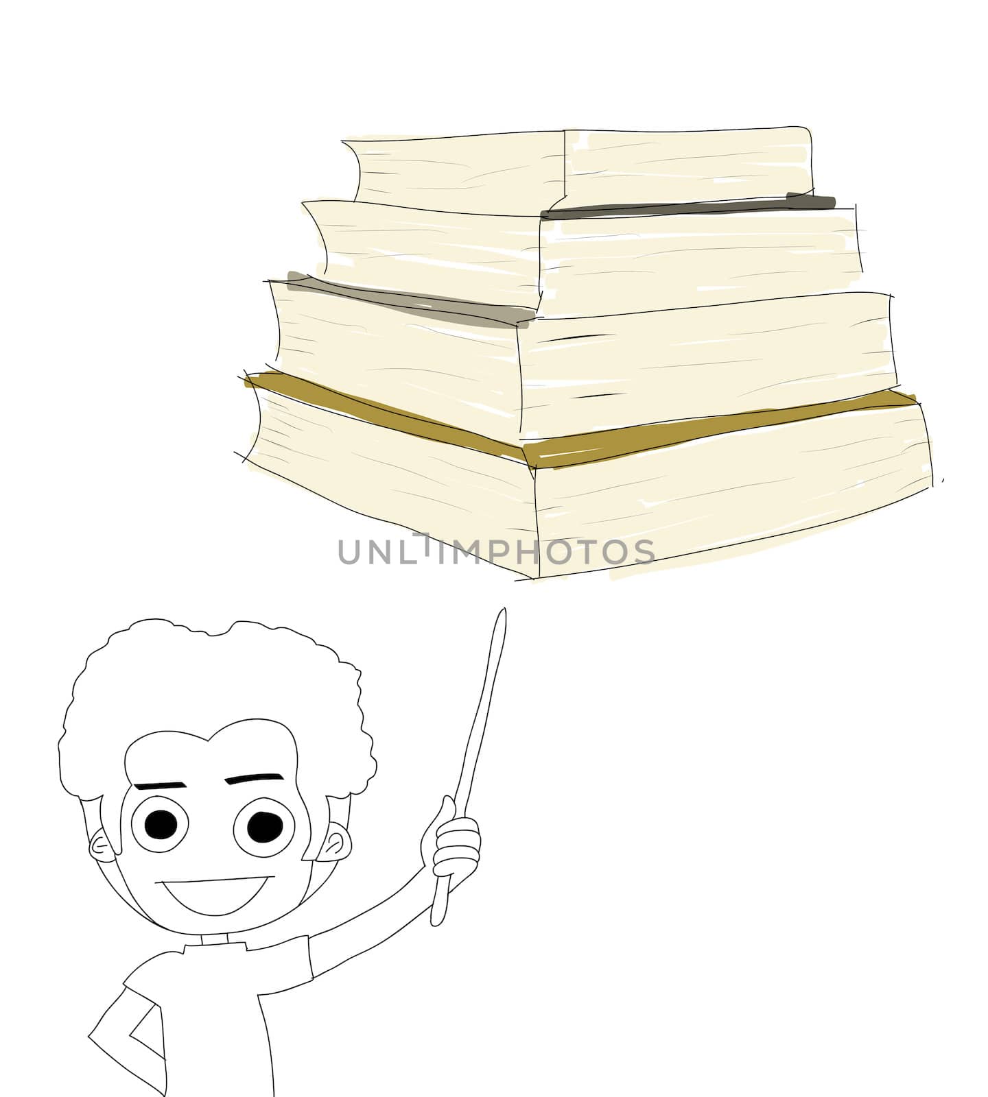 Illustration of a smiling boy and a   book on a white background