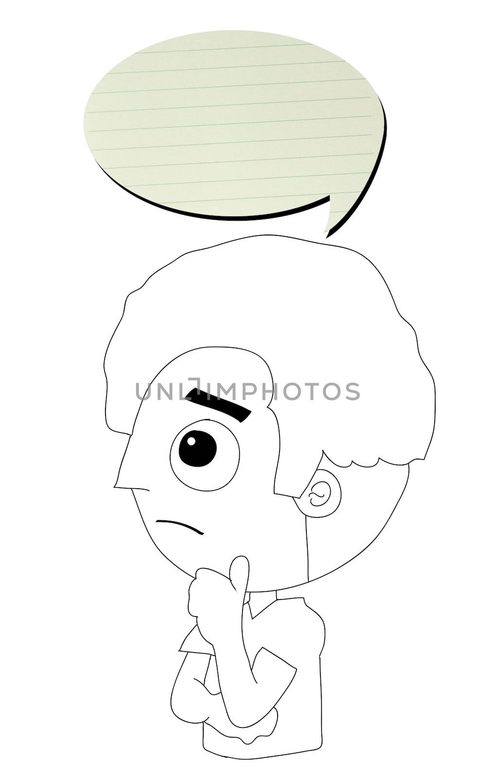 Illustration of a thinking boy on a white background by rufous