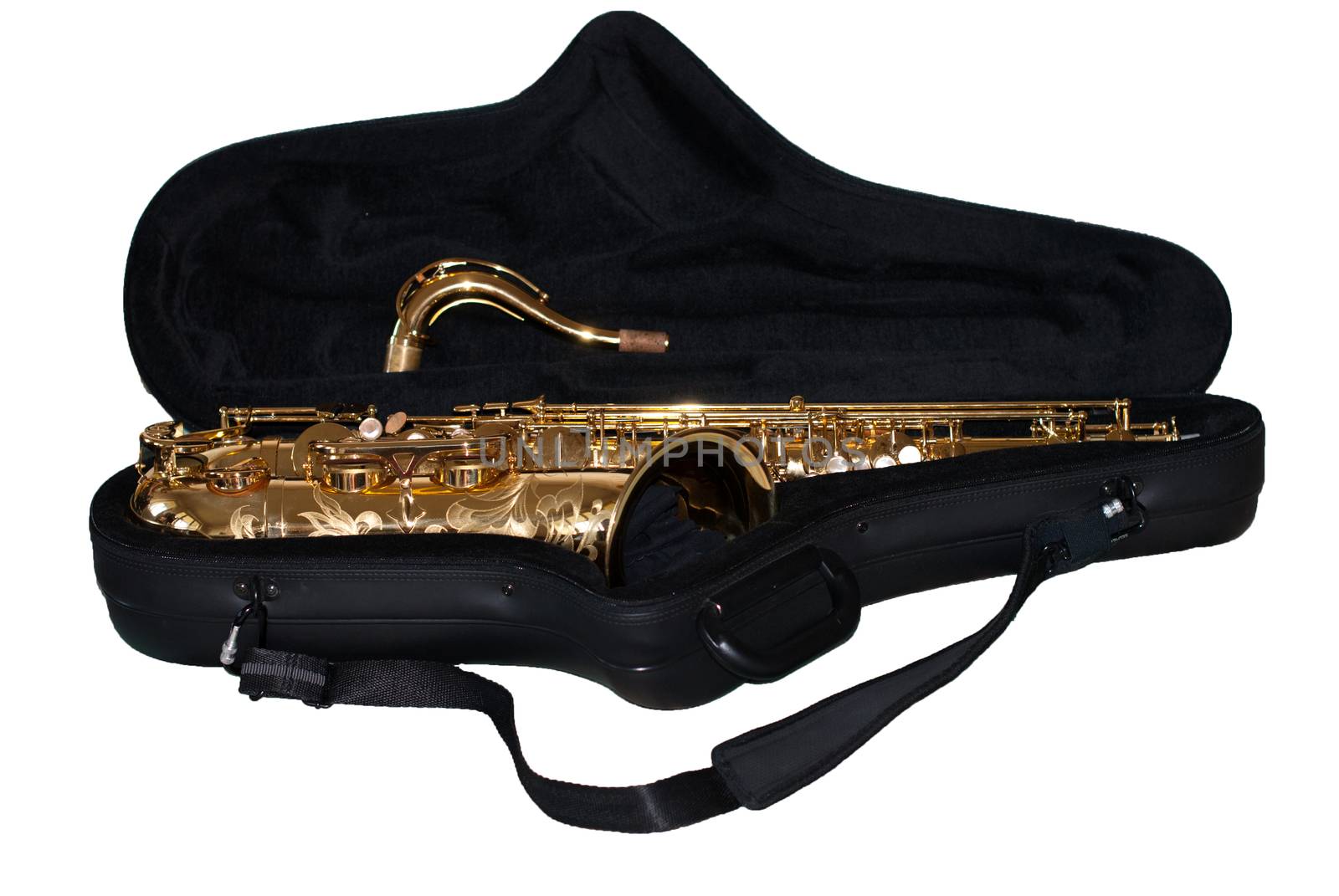 Saxophone in its case