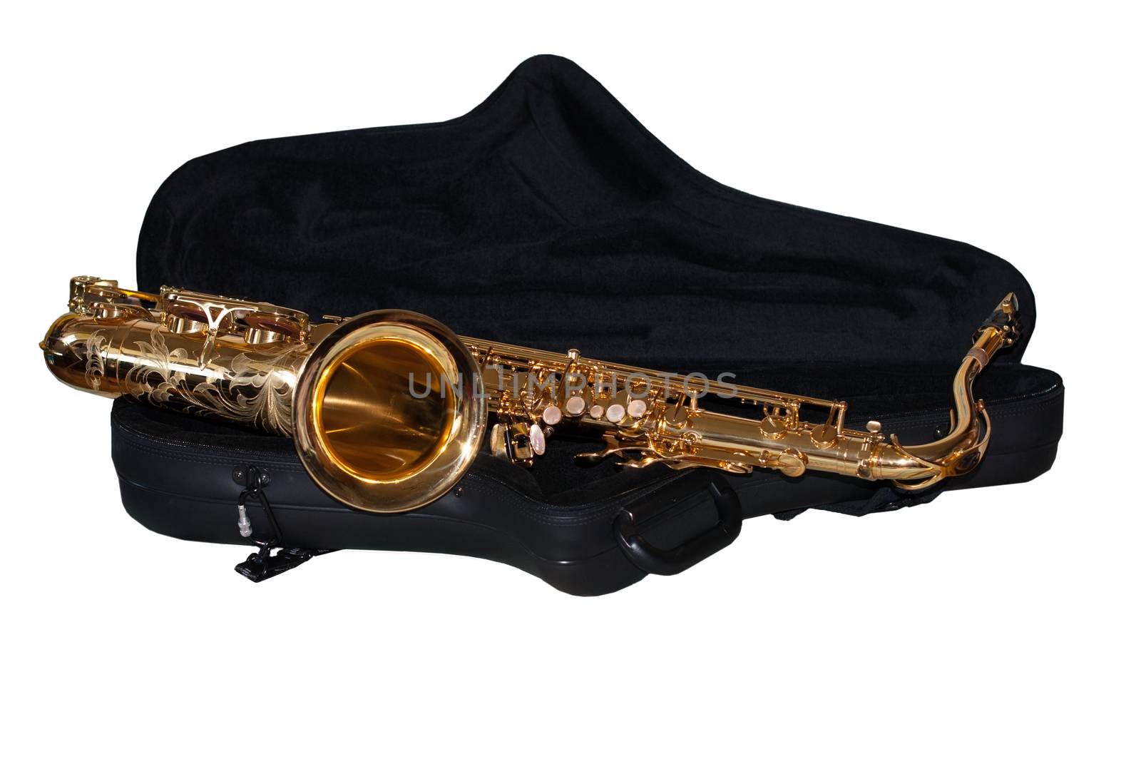 Saxophone in its case