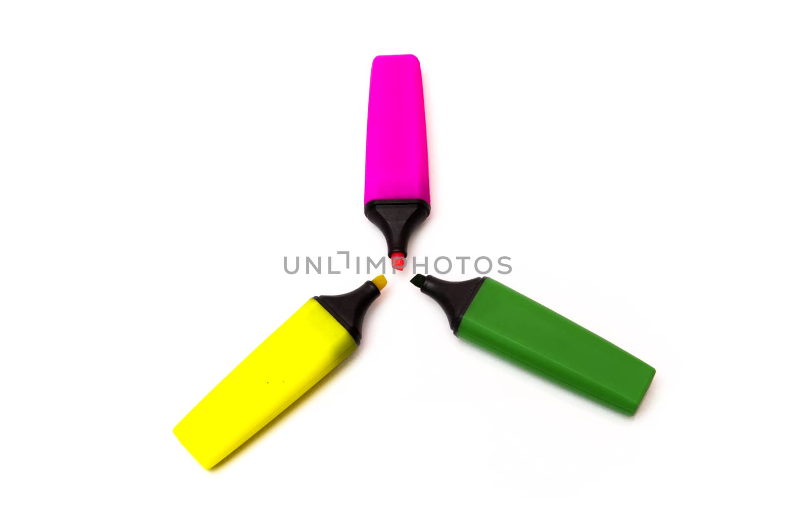 colored markers on a white background