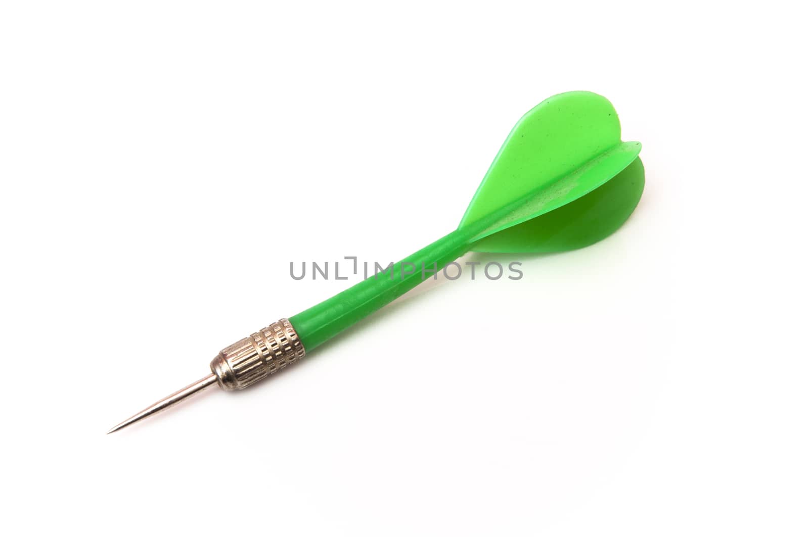 green dart over a white background