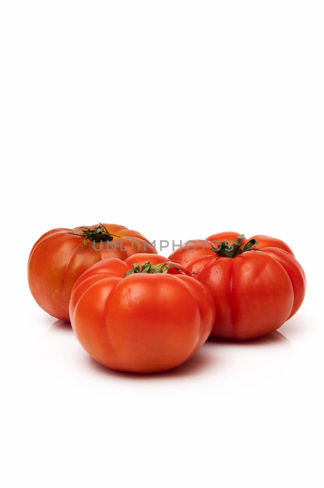 red tomatoes on a white background