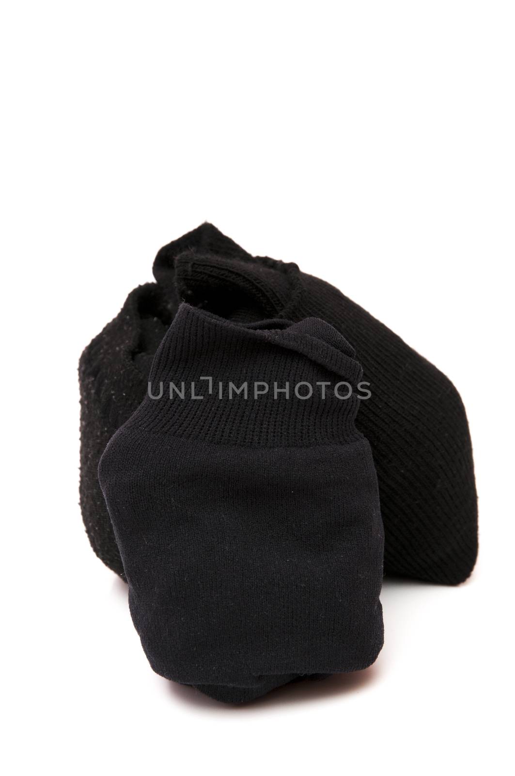 black socks on a white background