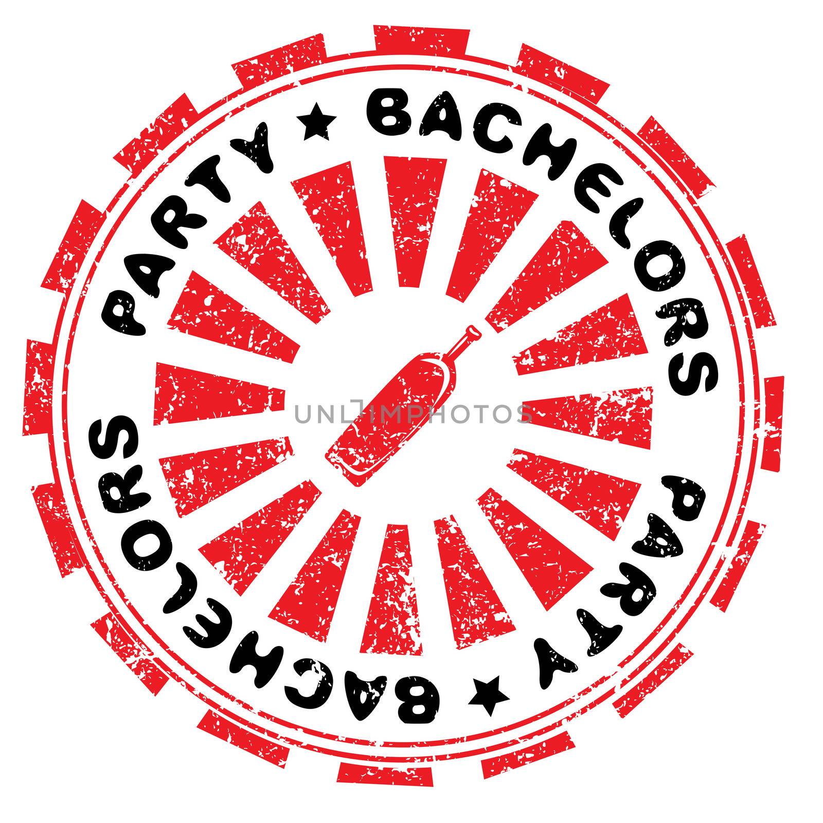 Bachelors party abstract grungy stamp isolated on white