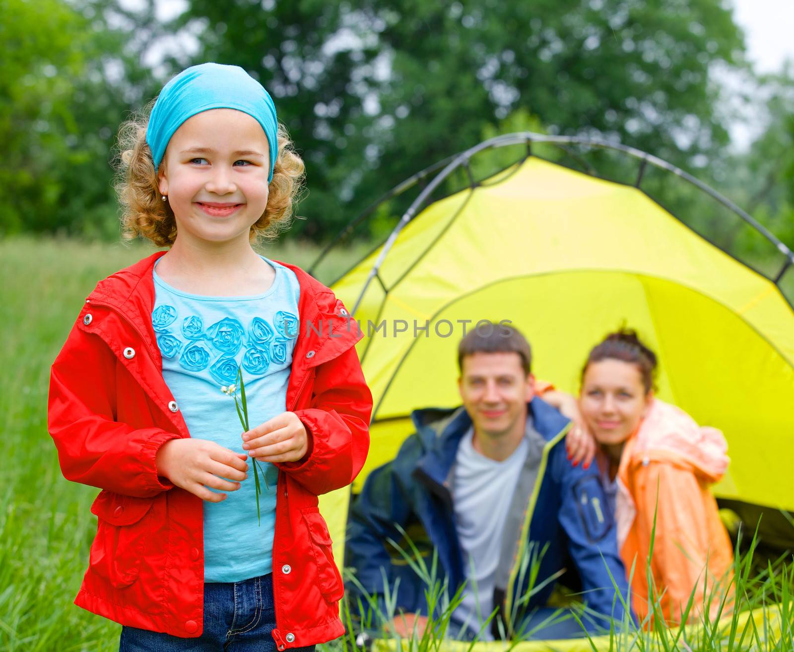 Young girl camping by maxoliki