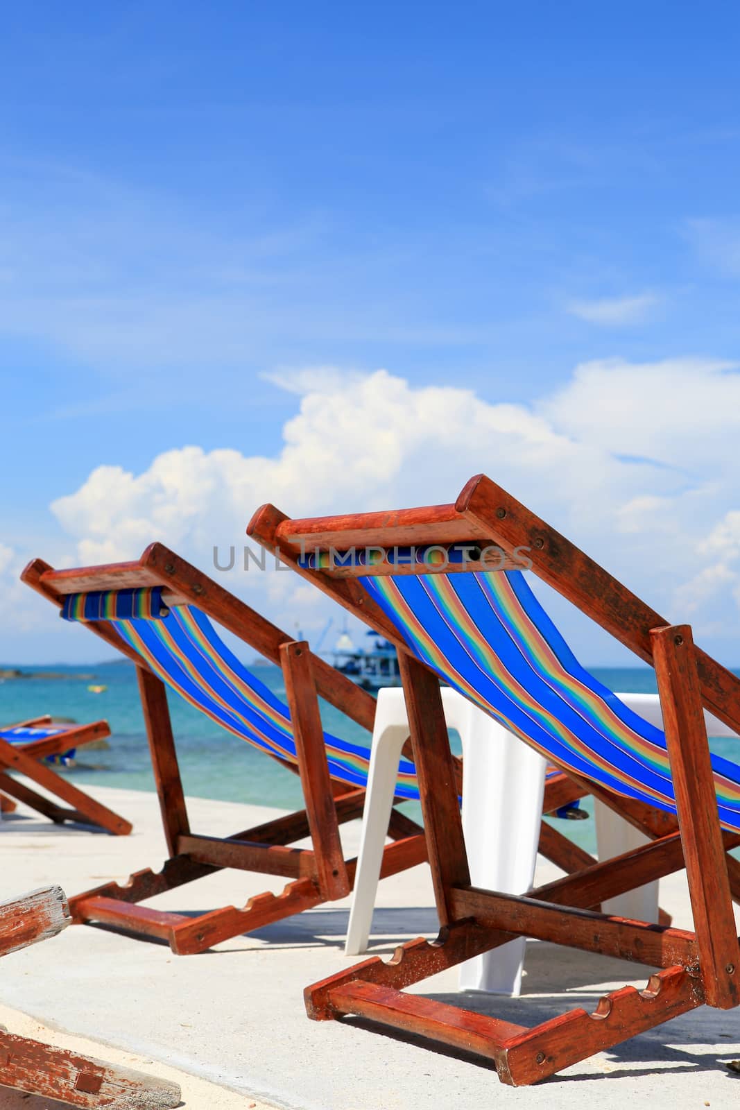 chairs on the white sand beach of Koh Samet in Rayong province,  by rufous