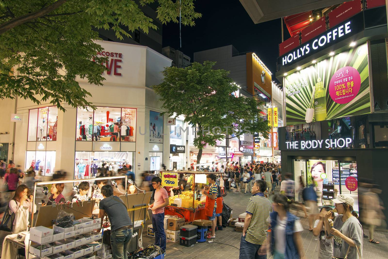 myeongdong shopping street in seoul south korea at night