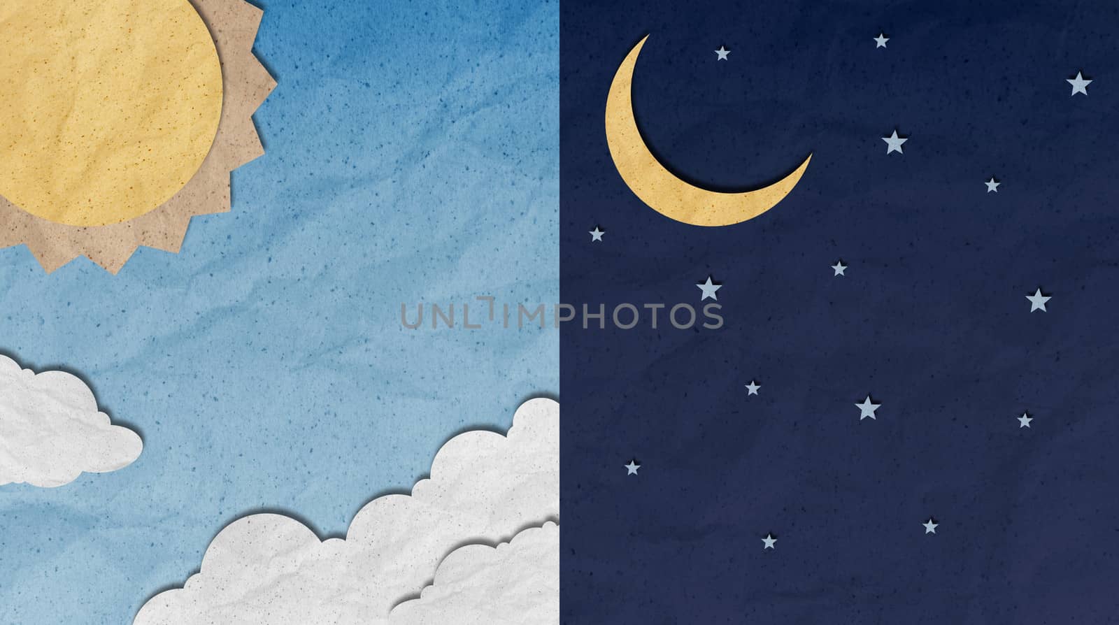 recycled paper craft ,Day and Night Sky