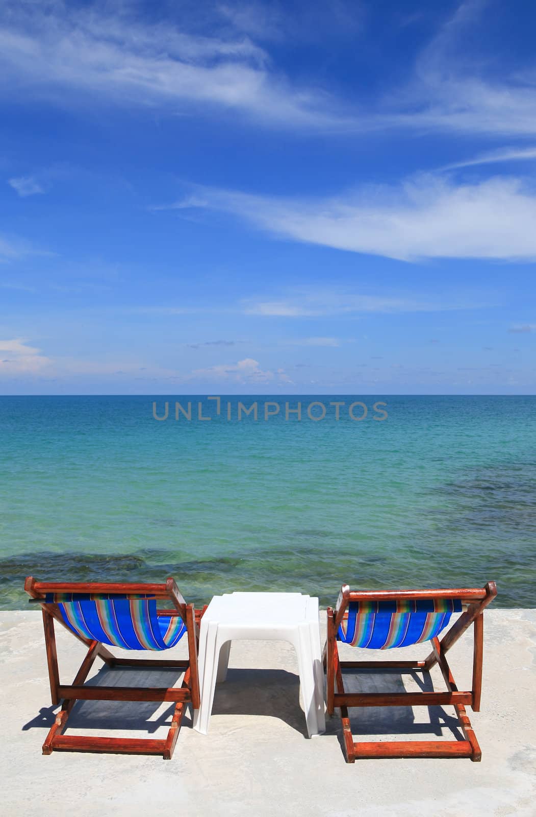 chairs on the white sand beach of Koh Samet in Rayong province,  by rufous