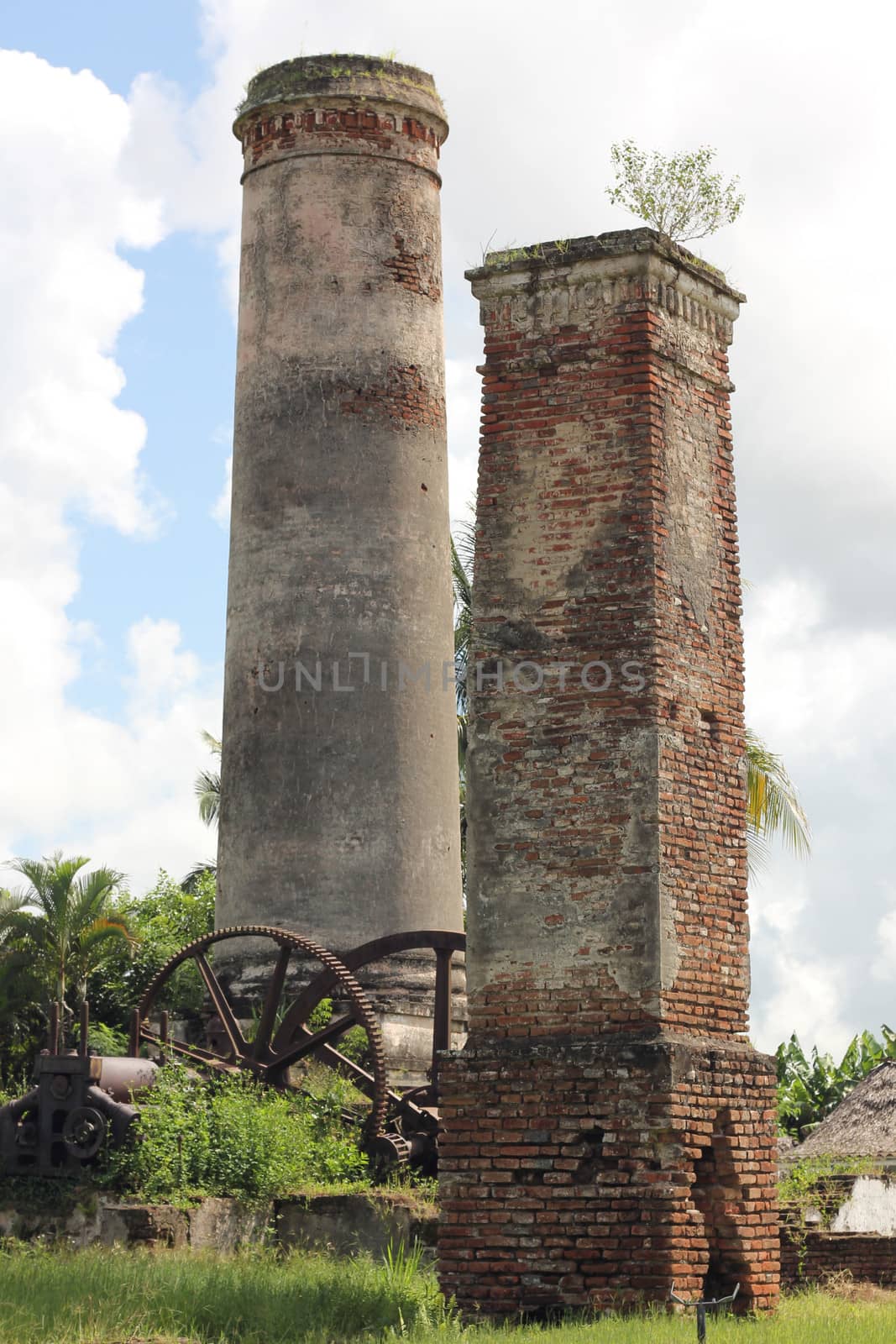 Ruins of an abandoned and sugar mill ruin in Cuba