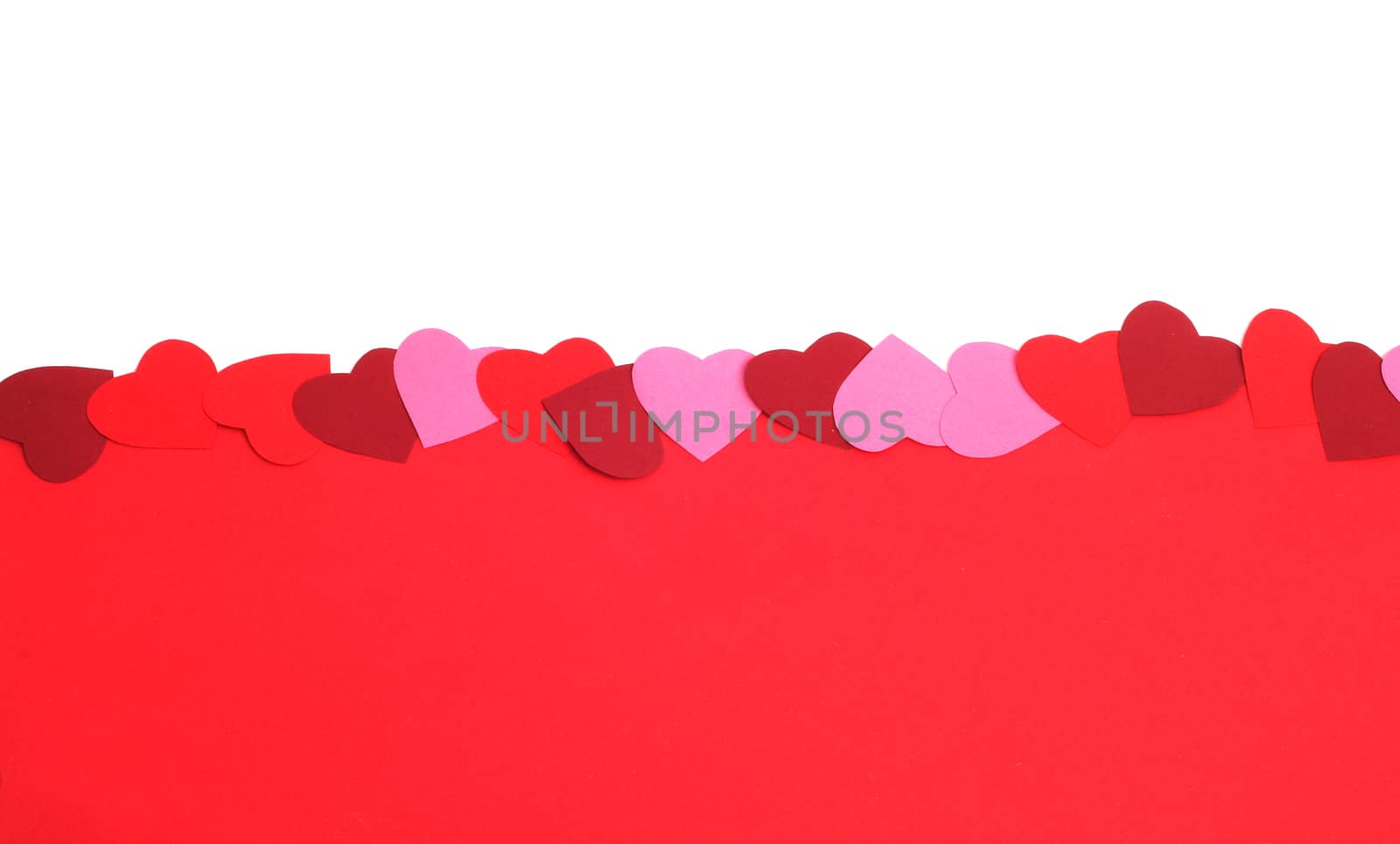 Valentines day background with paper hearts and copy space