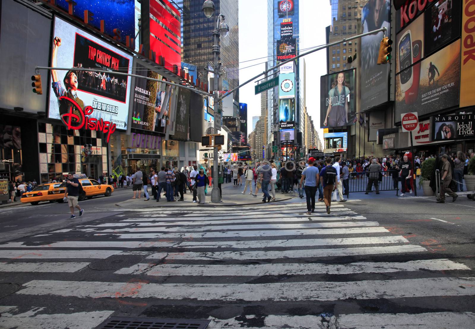 NEW YORK CITY - MAY 17: Times Square, featured with Broadway Theaters and huge number of LED signs, is a symbol of New York City and the United States, May 17, 2013 in Manhattan, New York City