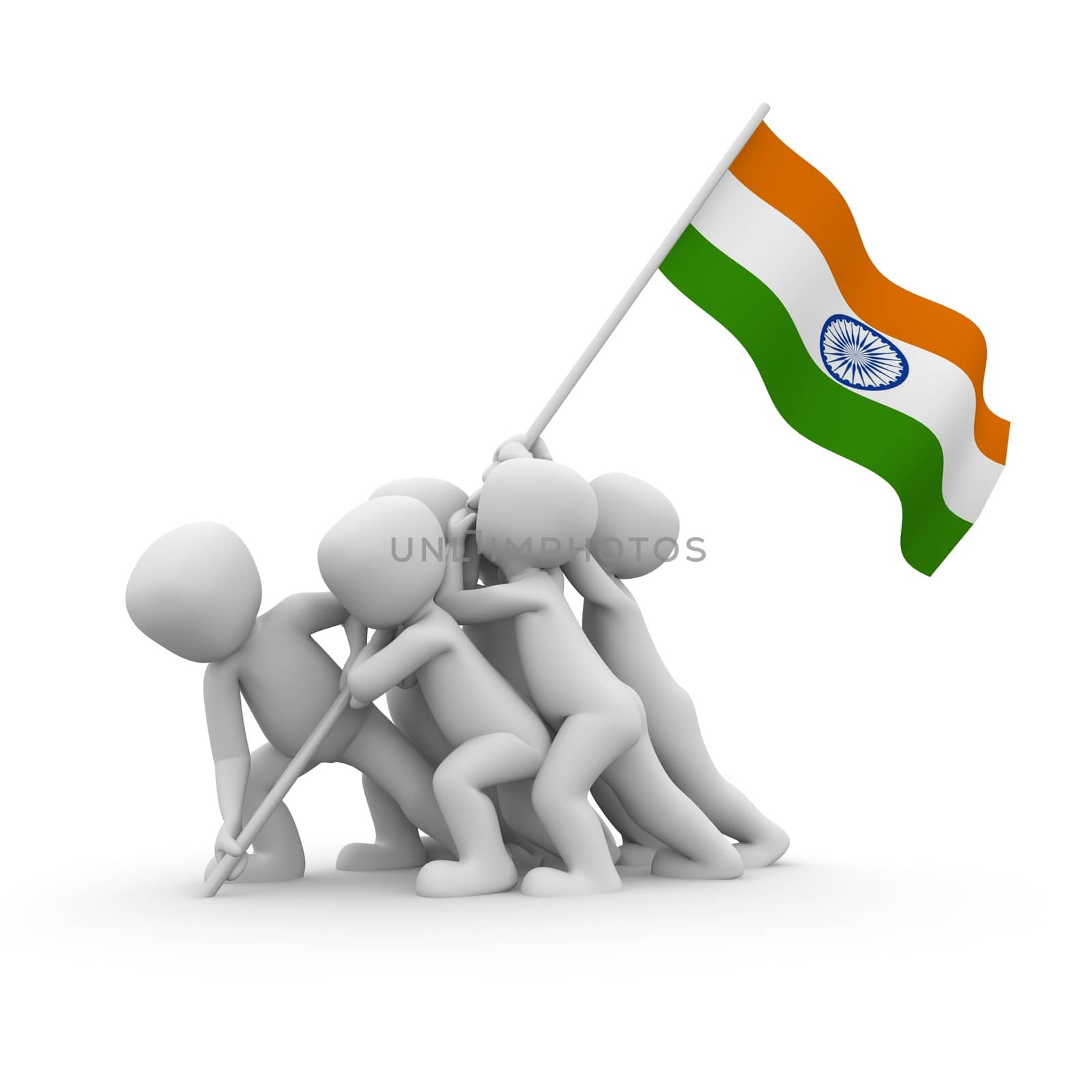 The characters want to hoist the Indian flag together.