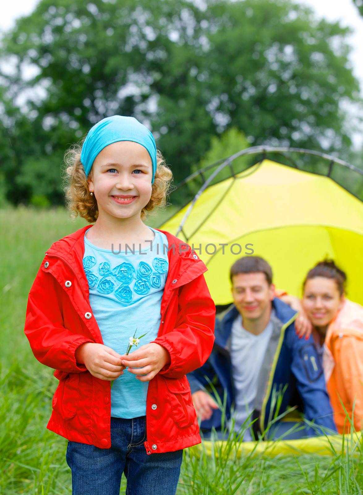 Young girl camping by maxoliki