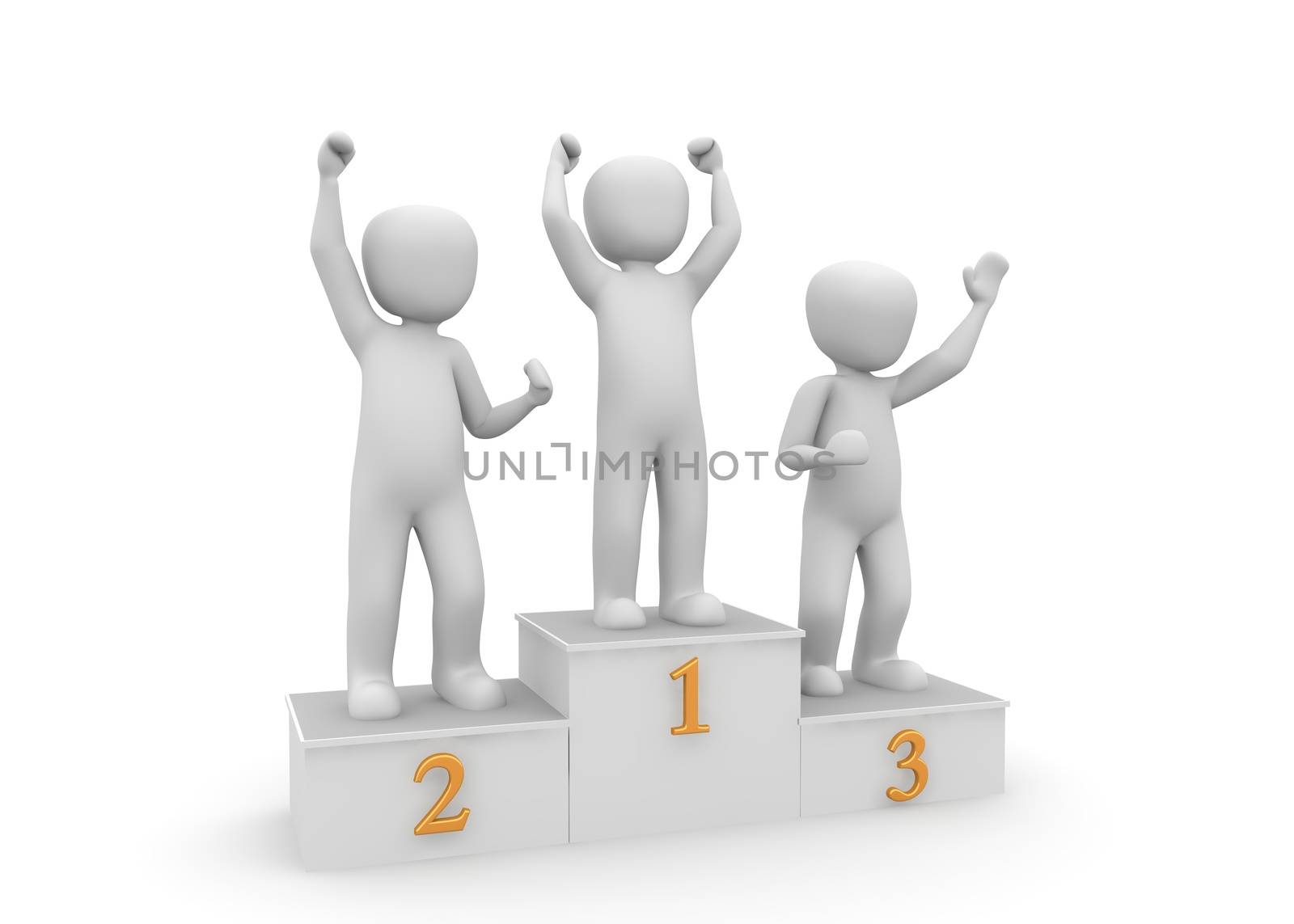 On the podium, there are three places to second and third and above the first.