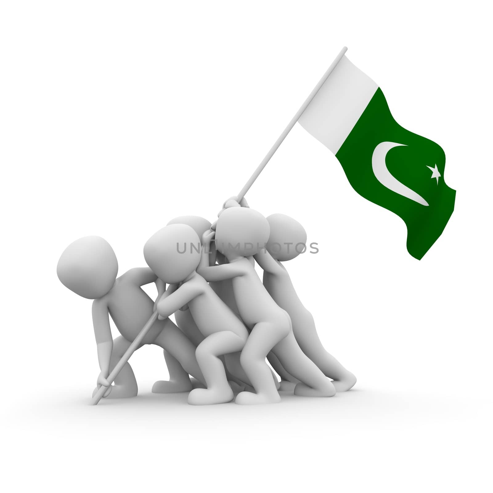 The characters want to hoist the Pakistani flag together.