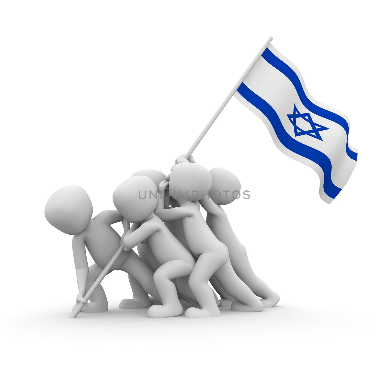 The characters want to hoist the Israeli flag together.