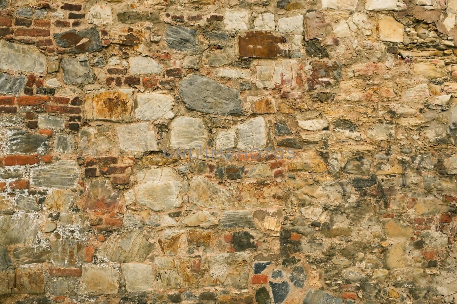 Fragment of the picturesque medieval masonry walls