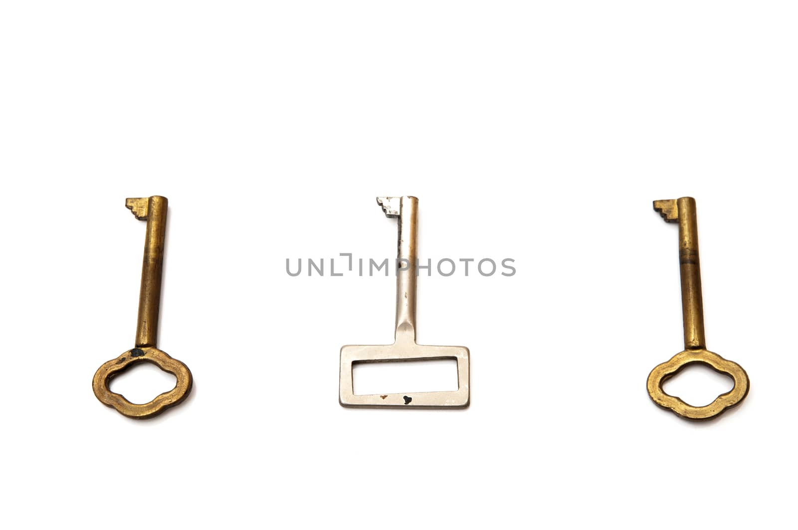 old keys on a white background