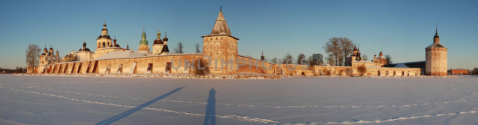 Kirillo-Belozersky monastery - the largest in Europe. Located on the shores of Siverskoye lake in the Vologda region, Russia.