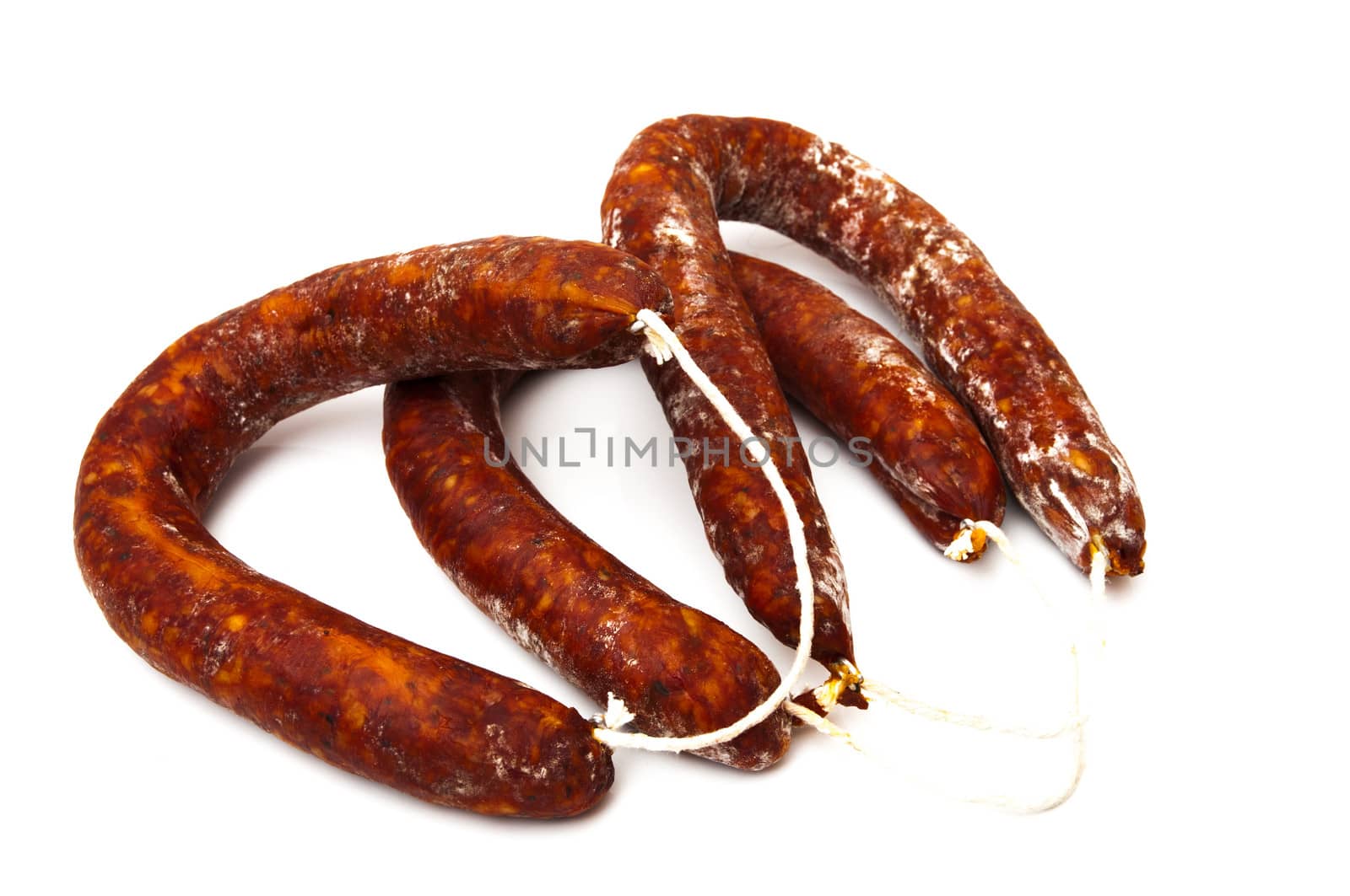 spicy chorizo ??on a white background